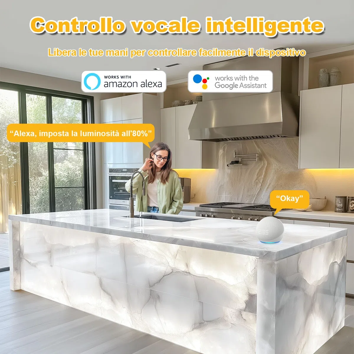 LED Retroilluminati Bianco 6000K 24V 36W, Pannello LED Regolabile Compatibile con Alexa, Luci Flessibili con Telecomando e Controllo APP, 50x25 cm per Marmo, Onice e Piano di Lavoro in Quarzo (4 Pack)