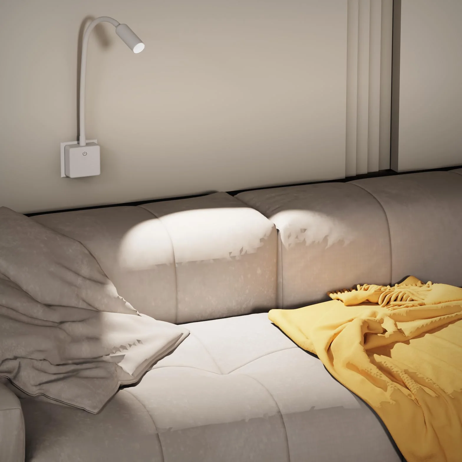 ENUOTEK Lampada da Lettura Libro da Comodino a Parete a LED con Spina per Leggere a Letto e Interruttore Dimmerabile Tattile 3W Luce Neutra 4000K Non Funzione di Controllo Remoto Lot di 1