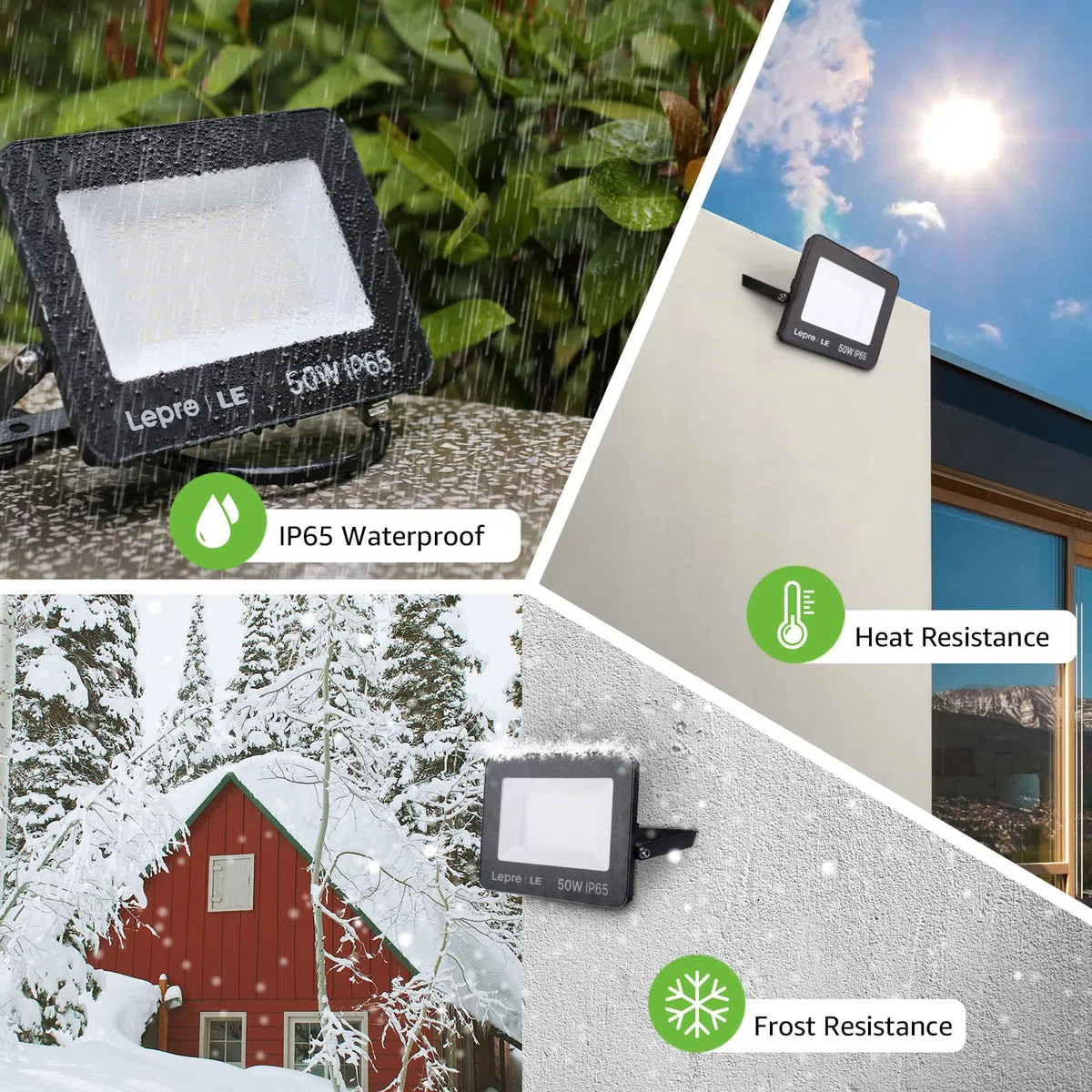 Lepro Faretto LED da Esterno 50W, Faro LED Esterno Impermeabile IP65, Proiettore 4250 Lumen Bianca Naturale 5000K Super Luminosa, Luci di Sicurezza per Terrazza, Giardino, Corridoio, Garage