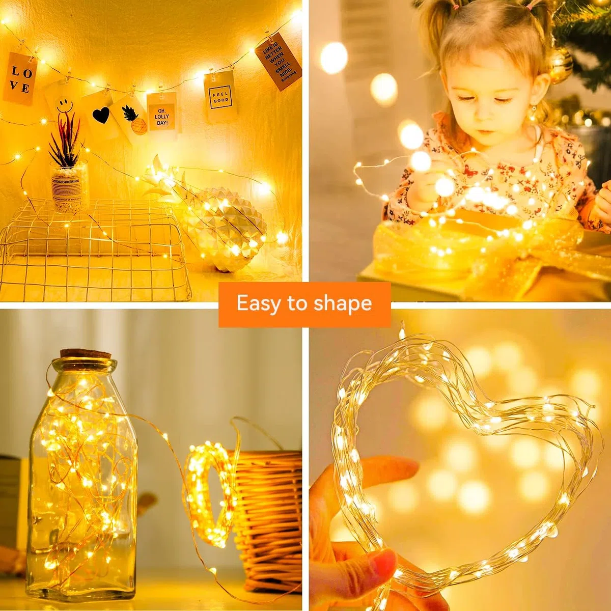 btfarm 30 Pezzi Lucine Led Decorative a Batteria, 2M 20LED Luci Led a Batteria, IP65 Impermeabile Mini DIY Stringa Luci Catena Luminos per Interni Natale Matrimoni - Bianco Caldo
