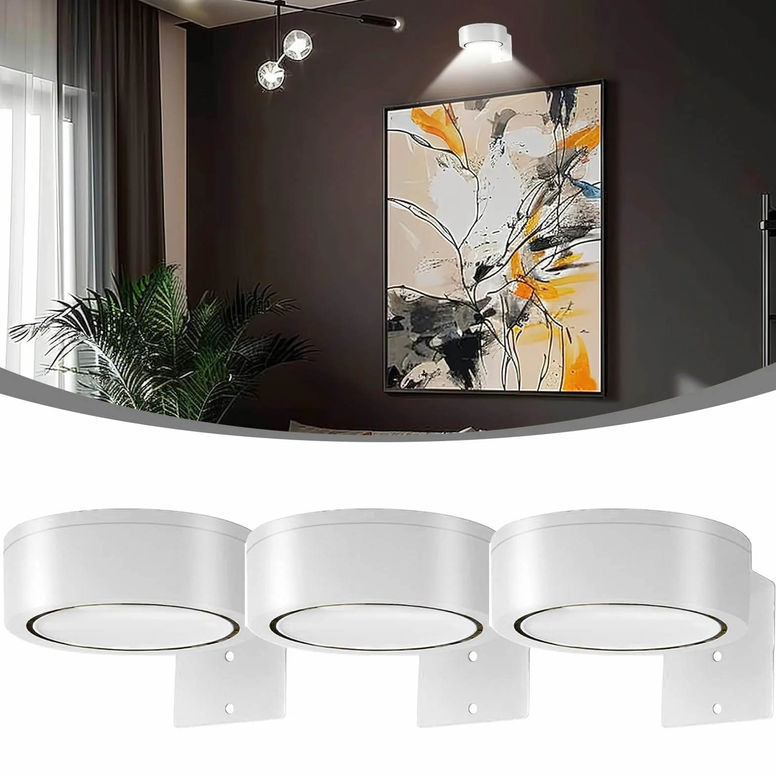 Luce per Quadri Senza Fili Batteria - 3x Faretto per Quadri LED, Luci da Parete Magnetica con Telecomando, Dimmerabili, Timer,Luce Notturna Decor da Parete per Armadio Esposizione Pittura Arte Dipinti