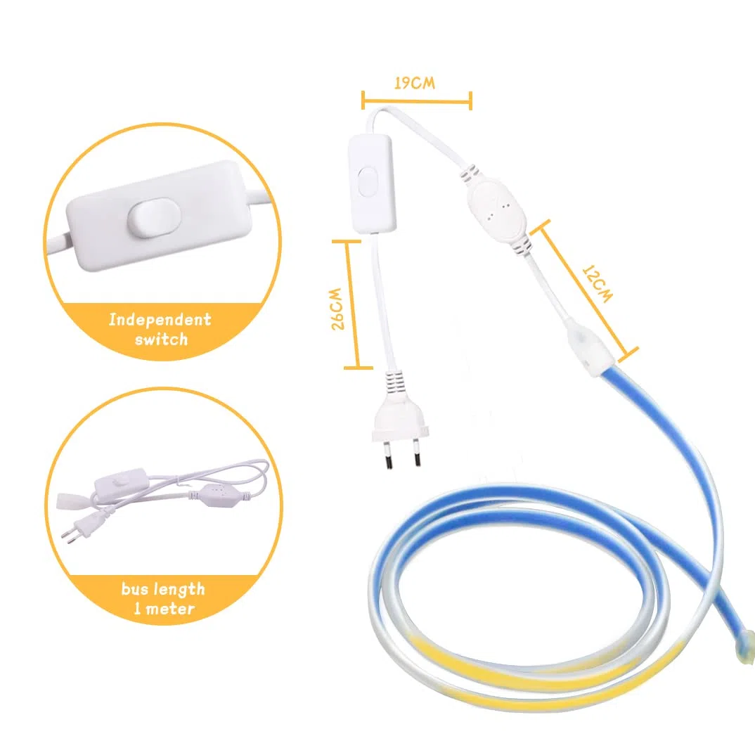 IP67 COB LED Striscia 1M 220V, 280 led/m Super Brillante Impermeabile Strip 1 Metro Bianco Caldo 3000K (Bianco Caldo, 1)