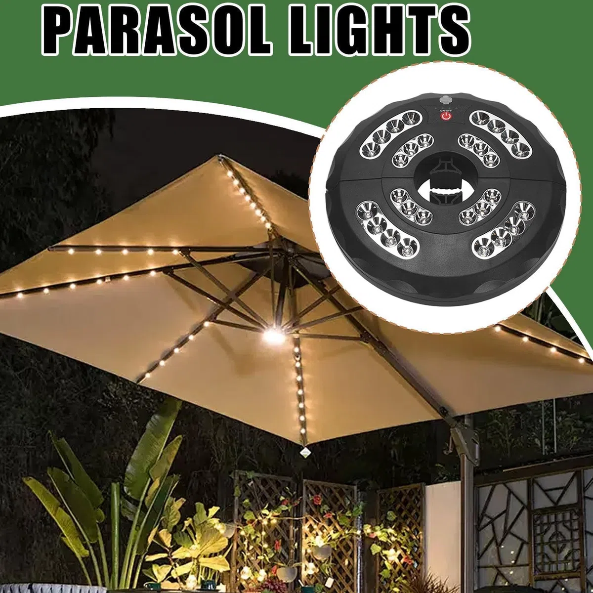 Ombrello con per esterni, lampada ricaricabile impermeabile con 3 modalità regolabili, perfetta per barbecue in cortile, riunioni, cortile, piscina, campeggio, giardino