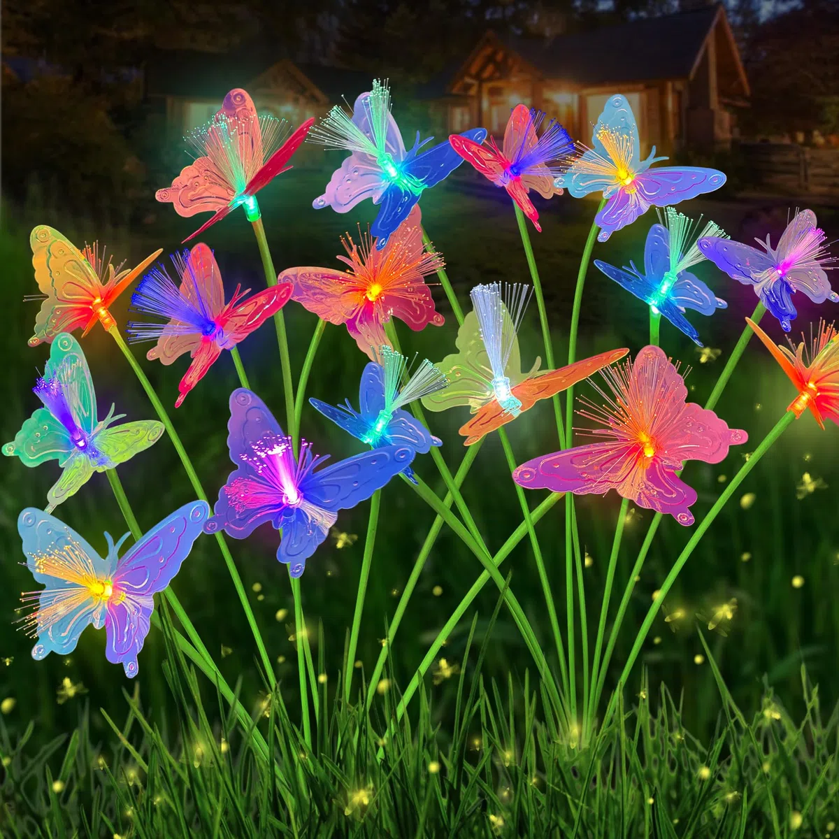 TZEKING Luci Solari da Giardino,2 Pezzi 16 LED Luce Solare Esterno,Lampade Solari Farfalla, IP65 Impermeabili Esterno,Luce Solare Da Giardino a Farfalla Che Cambia Colore