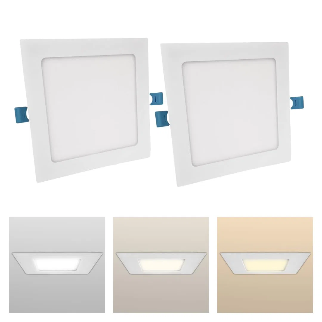 Faretto Led da Incasso Quadrato luce Bianca,(3,6,12,18,24W)-(luce calda, naturale, fredda), diametro foro da 75 a 285 mm ideale per soffitto, segnapassi, scale (3000K-4000K-6500K, [x2] 6 watt)