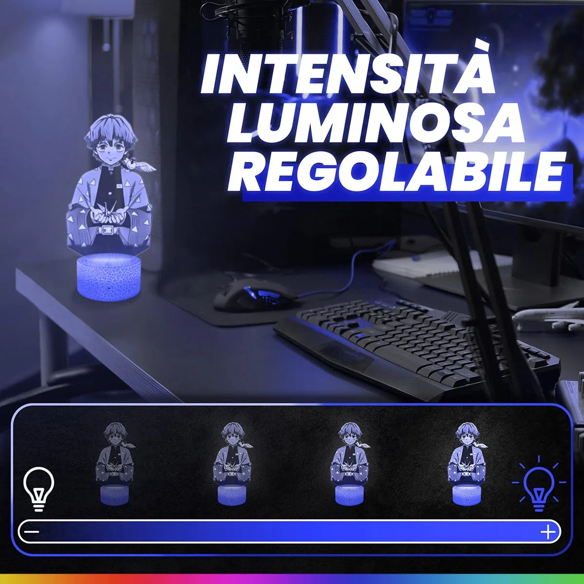 Lampada Led 3D decorativa Manga Zenitsu Agatsuma, idea regalo per adolescenti, accessorio Manga Zenitsu Agatsuma Manga Disegni animati Camera da letto per ragazzi idea regalo natale adolescente