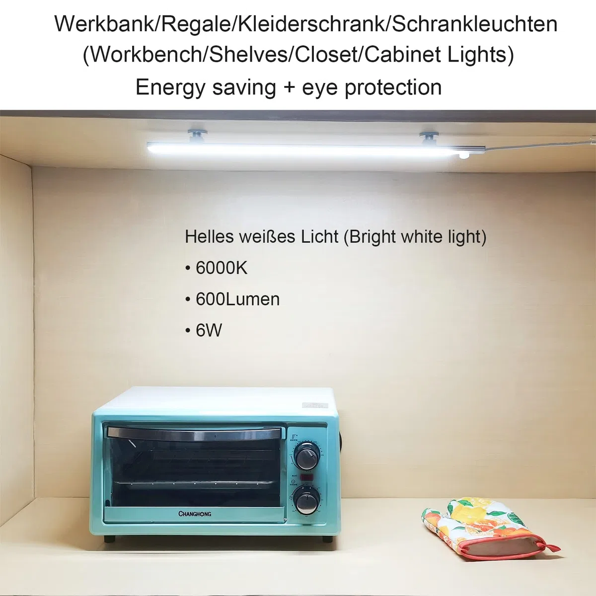 STBTECH Lampada LED con sensore di movimento per armadio da cucina, barra luminosa luminosa da 43 cm, lampada da incasso per cucina, illuminazione sottopensile per armadio, scaffali, banco da lavoro