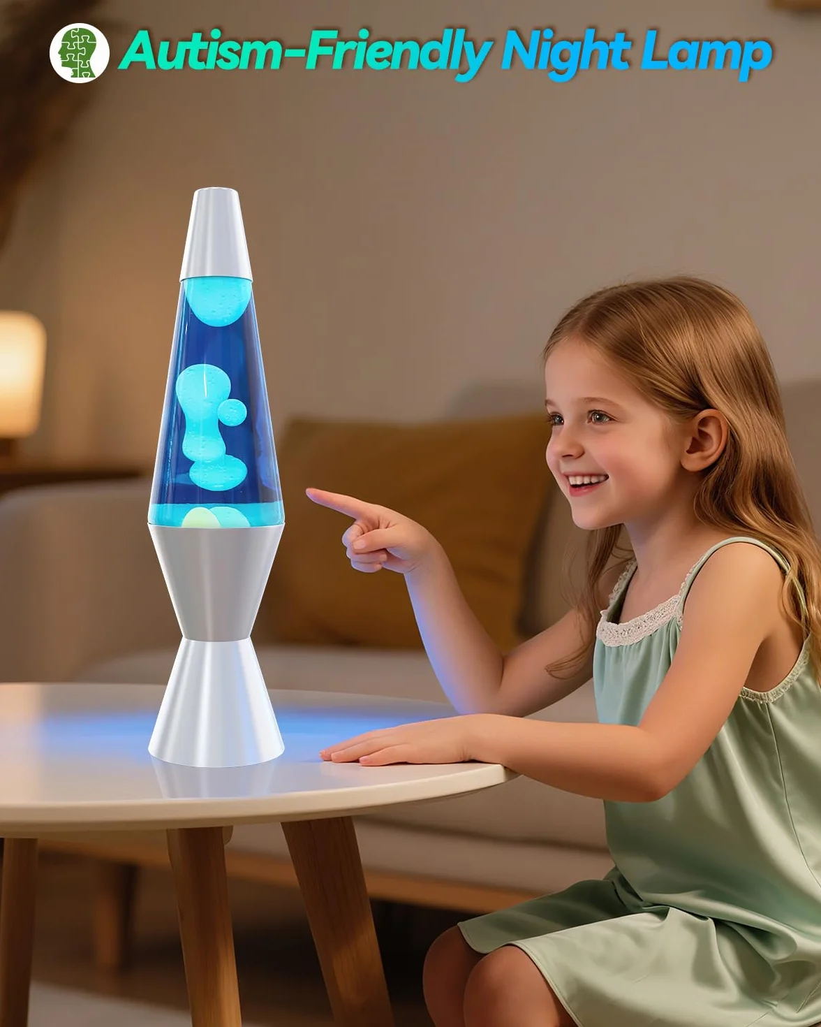 AONESY Lampada da lavaggio 37cm luce d'acqua blu bianco cera Lampada da lavaggio Bambini Luce notturna Luce colorata Regalo di Natale Compleanno