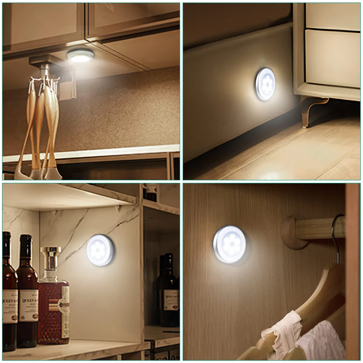 ORIA 6PCS Luce Notturna Sensore Movimento, Luci Armadio Led Senza Fili con Magnete, Auto On/Off, Luce Adesiva a Batteria per Armadio, Corridoio, Scale