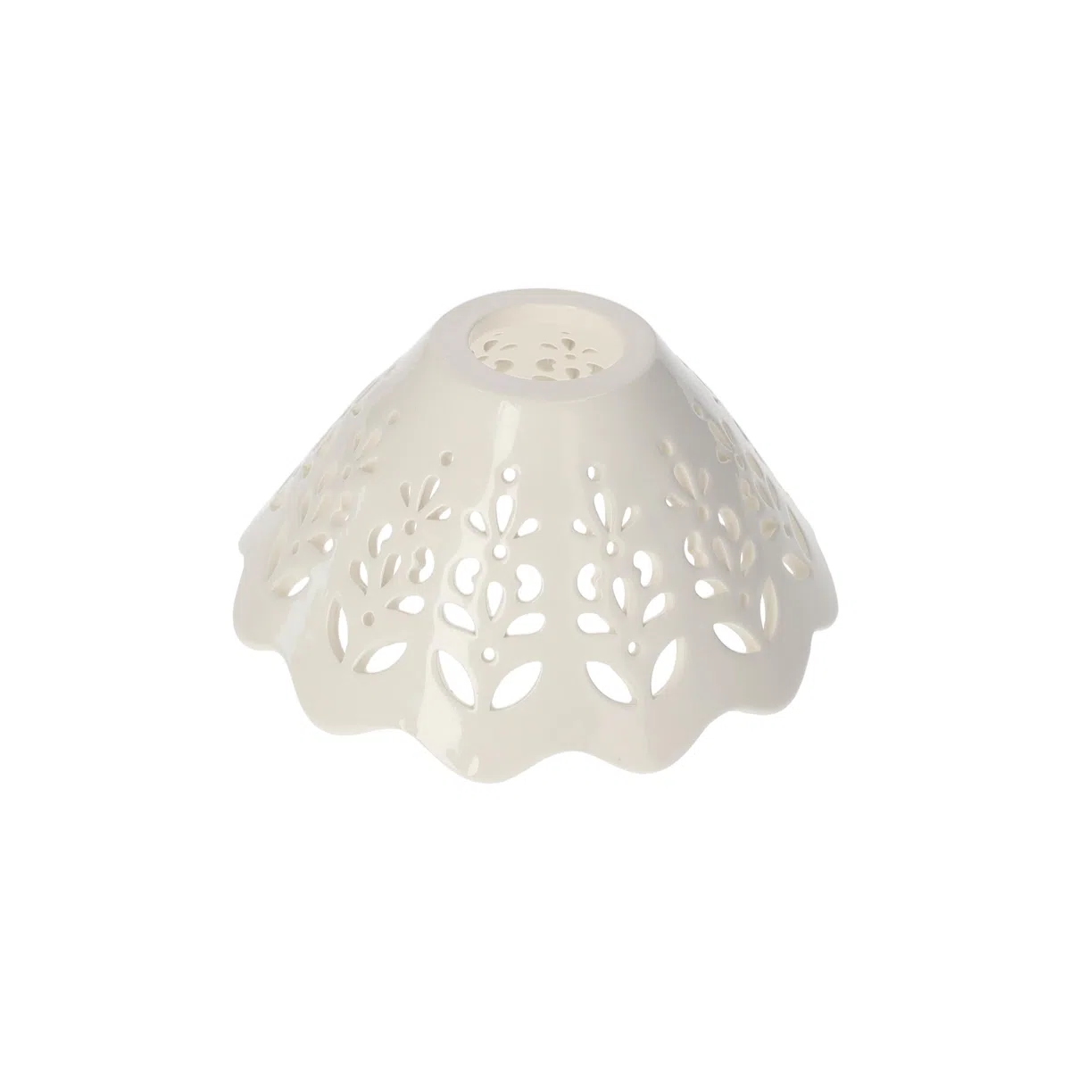 Keyhomestore- Paralume in Ceramica, Colore Bianco taforato, diametro cm 18, Ideale come complemento di Arredo per Interni, ricambio per Lampadario adatto per cucina e salotto.