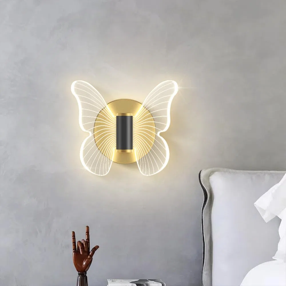 Lampada Da Parete a LED a Farfalla, Applique Da Parete Moderne a Farfalla, Apparecchio di Illuminazione a Parete a LED Luce Lampada Muro animale Creativo Bambini Vivaio Stanza, Bianco caldo (singolo)