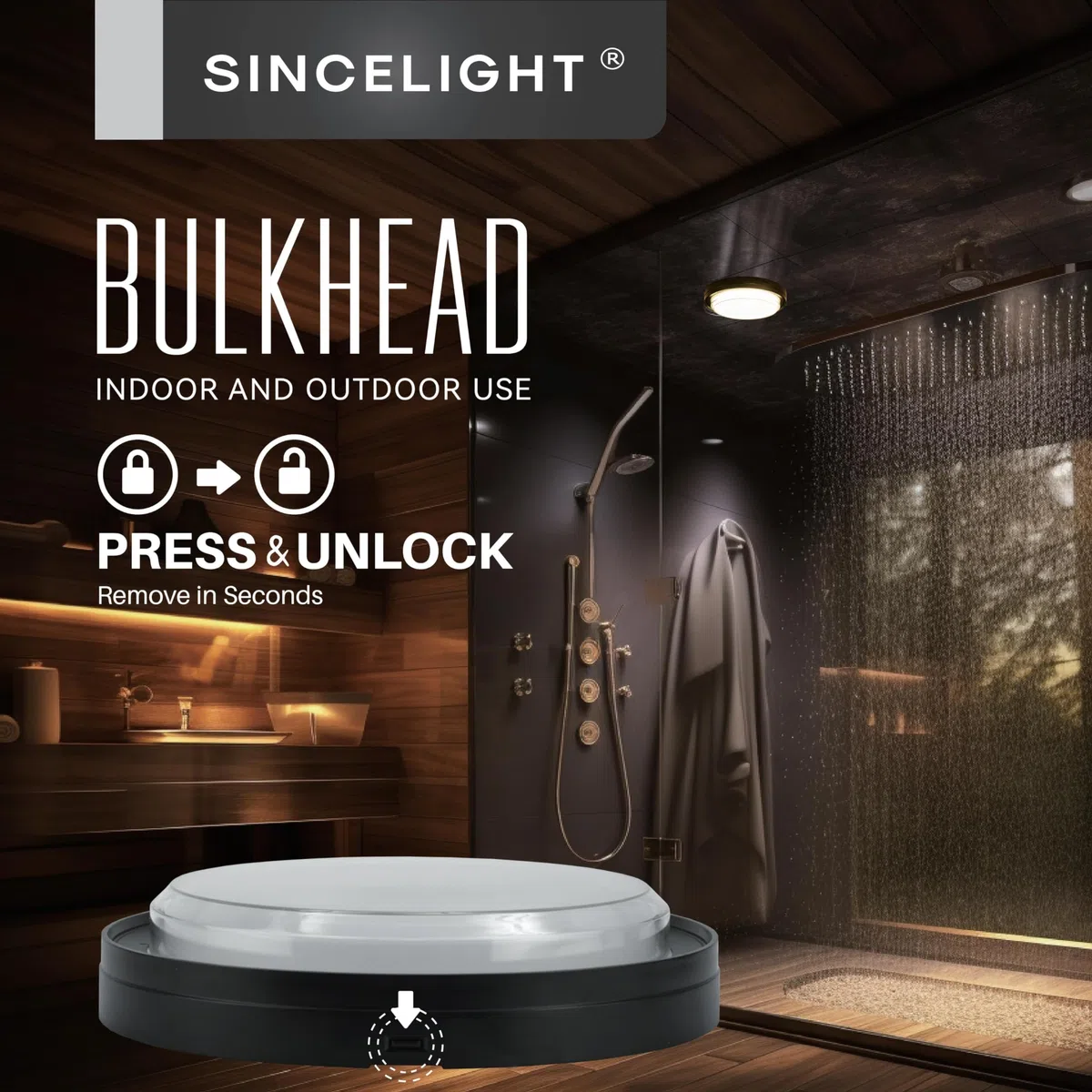 SINCELIGHT LED Plafoniere o Applique per Esterni e Bagno, IP65 Impermeabile, Φ222mm, 18W, 2000lm, Moderna Lampade da Soffitto, Nero, Colore Regolabile da Bianco Caldo a Bianco Freddo