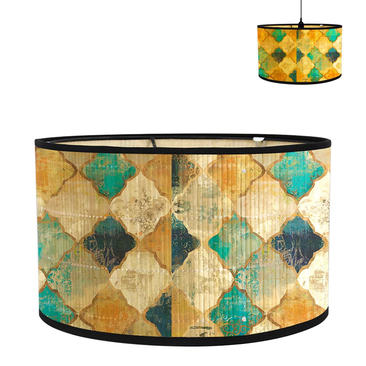Paralume in tessuto di lino, realizzato a mano, per lampada da terra, lampada a sospensione e lampada da tavolo, attacco E27, luce antiriflesso, diametro 30 cm x altezza 20 cm (griglia E)