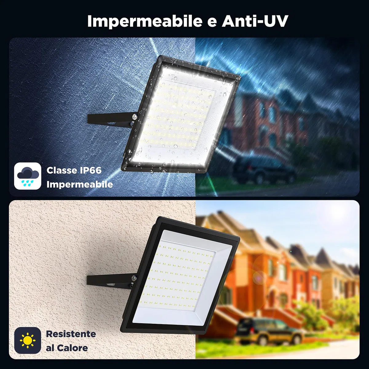 100W Faretti LED Esterno, 11000LM, 6500K, IP66 Impermeabile, Proiettore Bianco Fresco, Riflettore Ultra Luminoso, Ideale Per Cortili, Giardini, Cantieri e Parcheggi (1, 100, Watt)