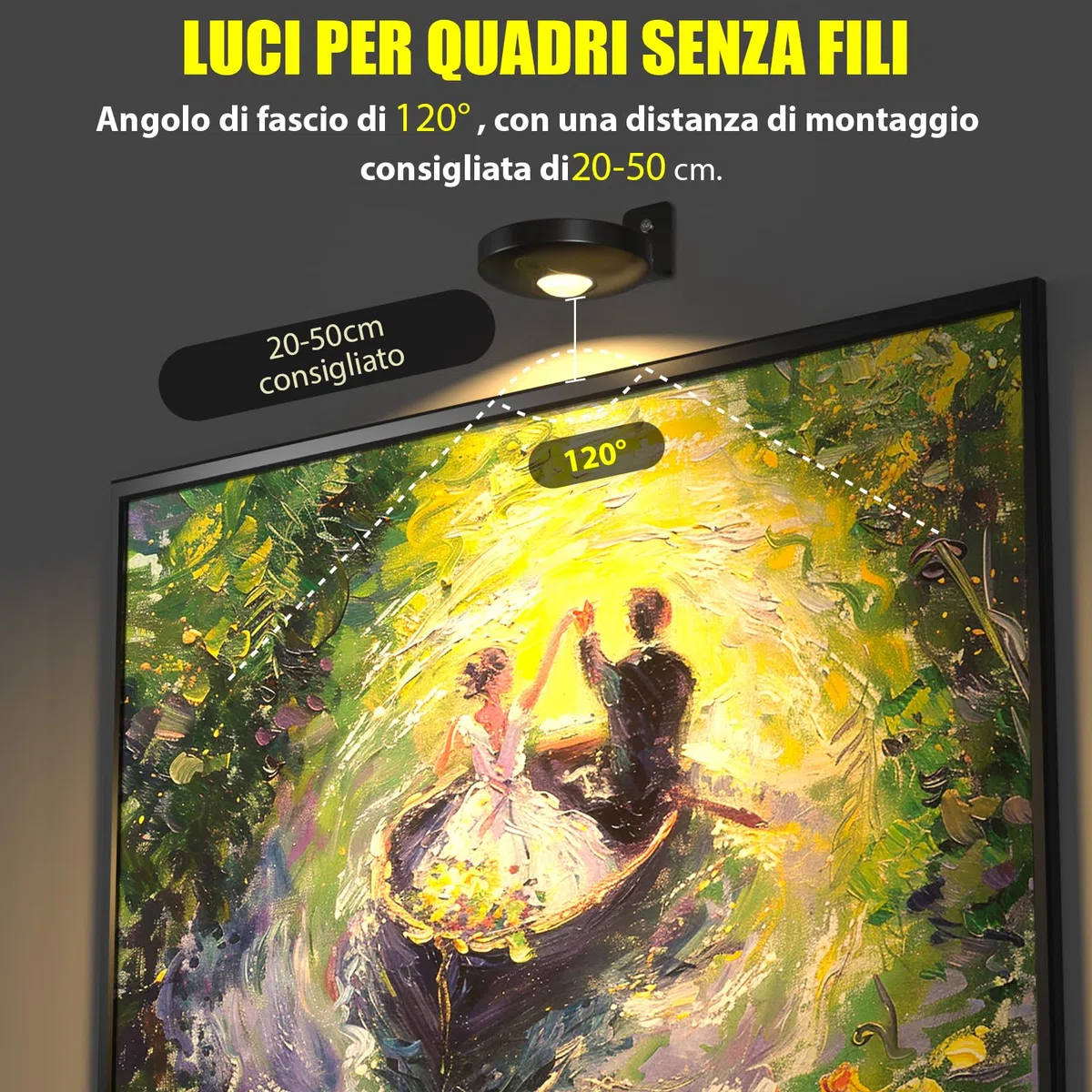 3 Pezzi Luce per Quadri Senza Fili con Telecomando Luci per Quadri Senza Fili Ricaricabili con Timer, 12 colori RGB LED Luce per Quadri a Batteria, Magnetic Painting Light per Cornici Cucine Vetrina