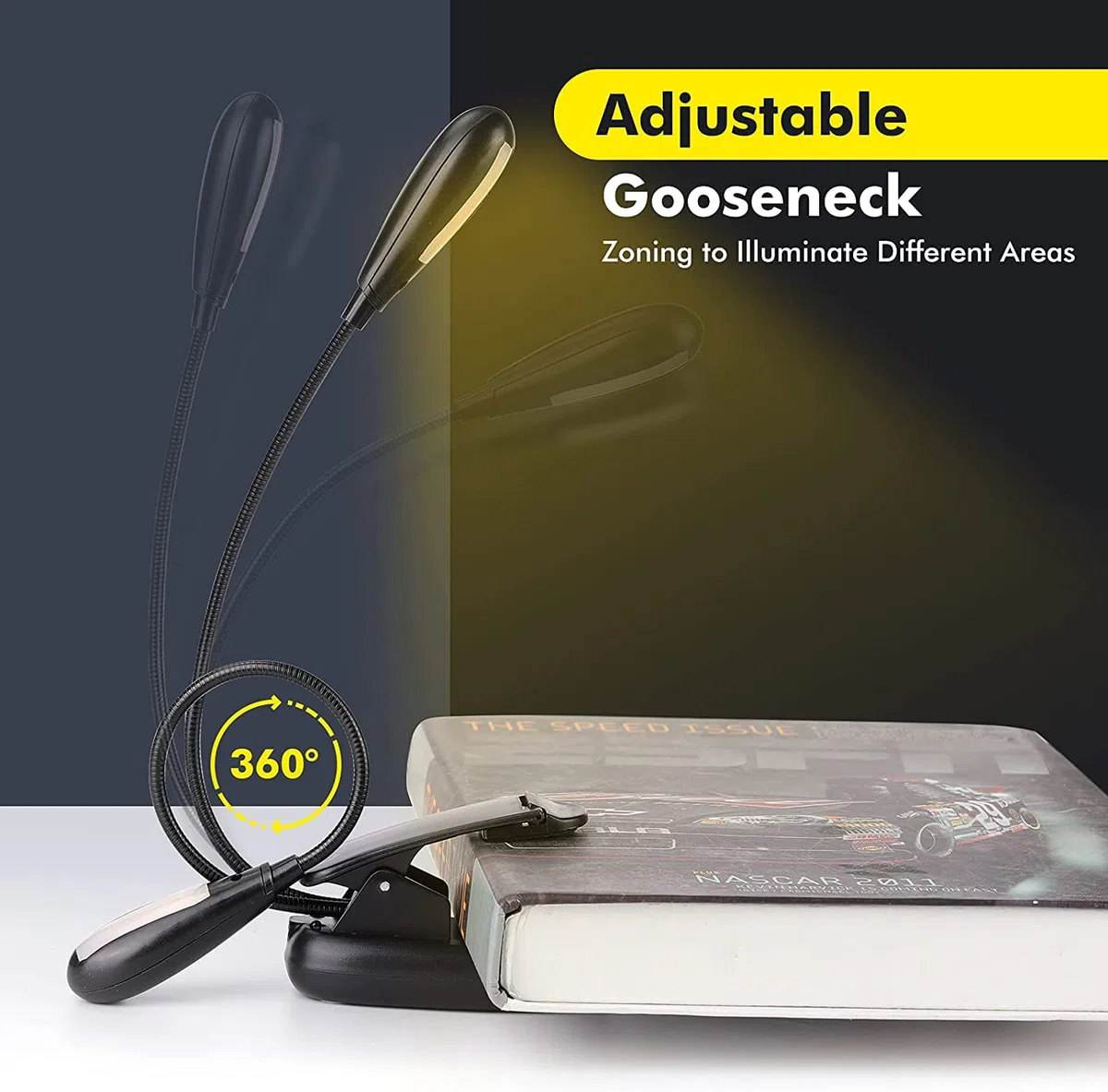 Tiiyee Lampada Led da Leggio Musicale, Lettura Luce Libro Notturna Mini Ricaricabile Usb A Letto Libri per Doppia Testa Clip Luci Tavolo Collo Morsetto Flessibile Adatto E-Reader Studio Camera