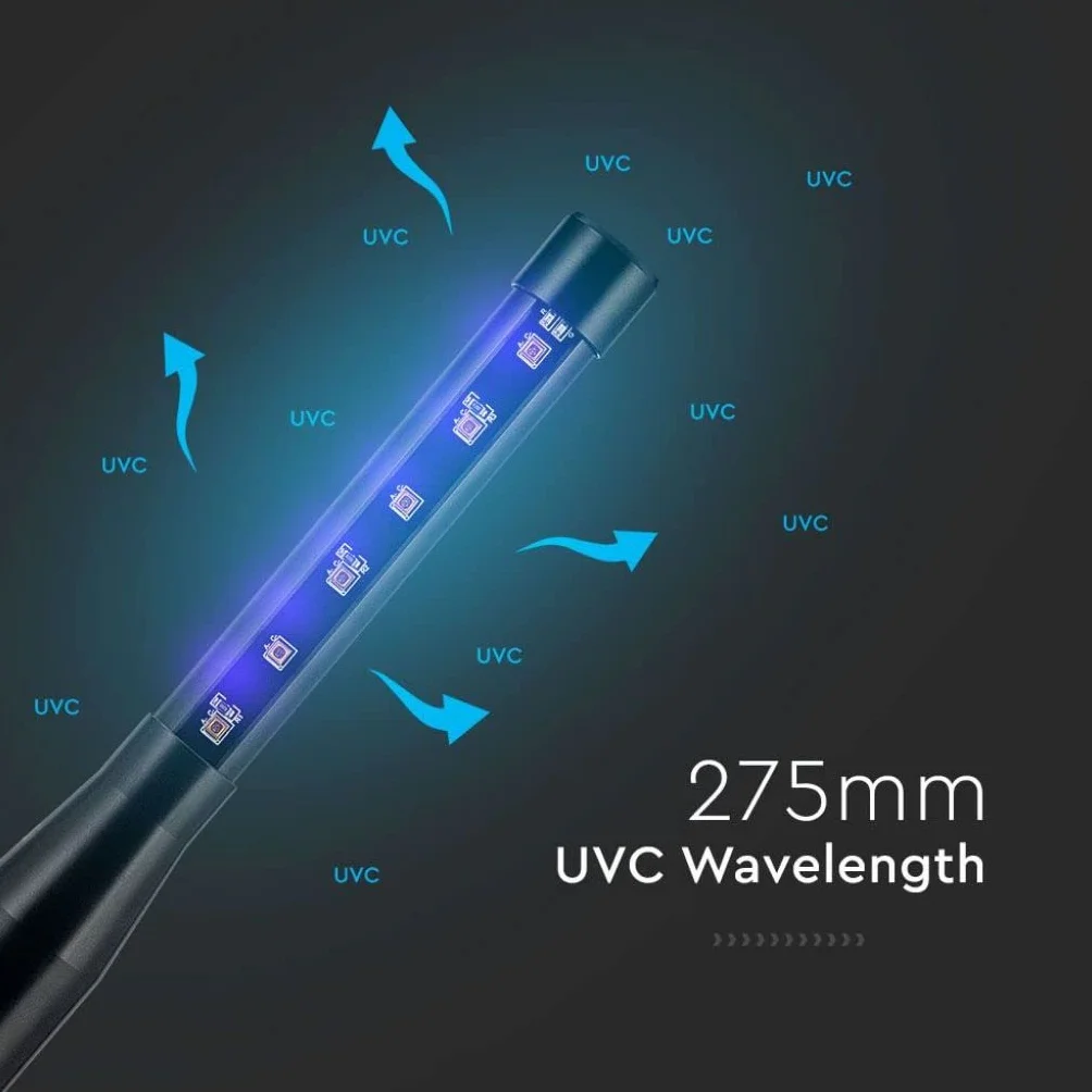 V-TAC VT-3214 Lampada portatile antibatterica germicida UV raggi ultravioletti 14w ricaricabile USB - sku 11220