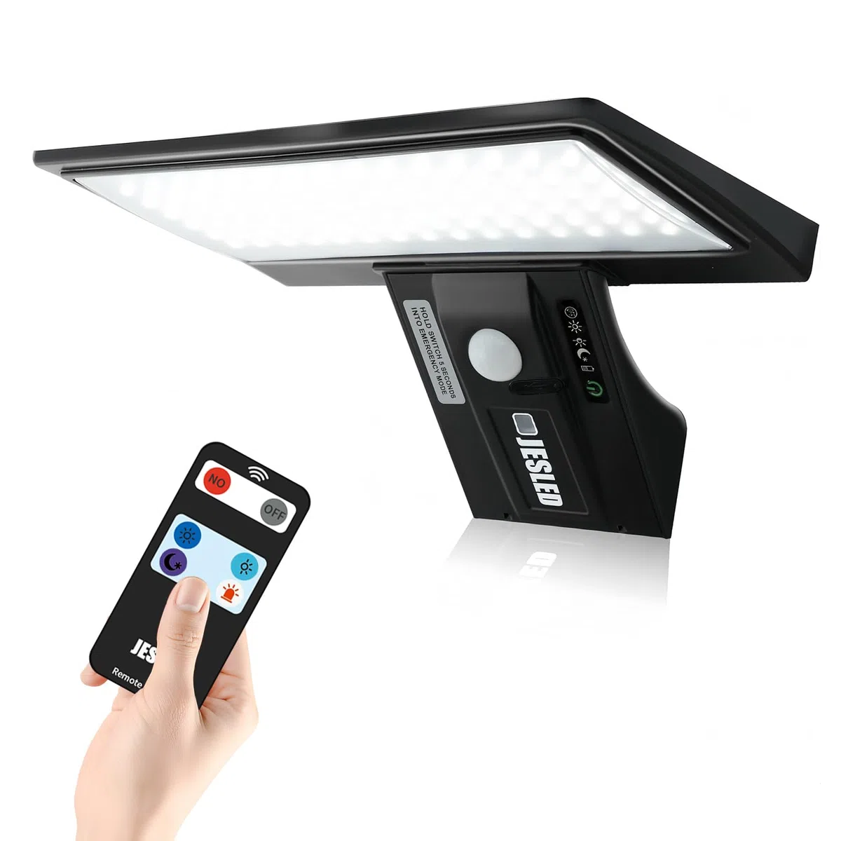JESLED Luce Solare con 90 LED, Lampada da Esterno con Sensore di Movimento, 4 Modalità di Illuminazione Opzionale, Lampade Impermeabile, per Giardino, 1 Pezzi