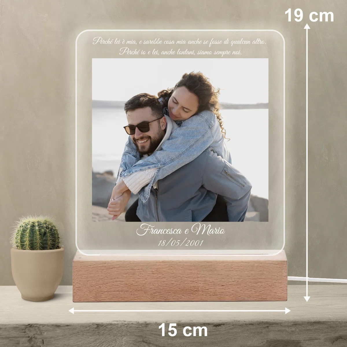 Stileitaliano lampada led personalizzata con foto in acrilico idea regalo festa della mamma compleanno originale targa (Con foto)