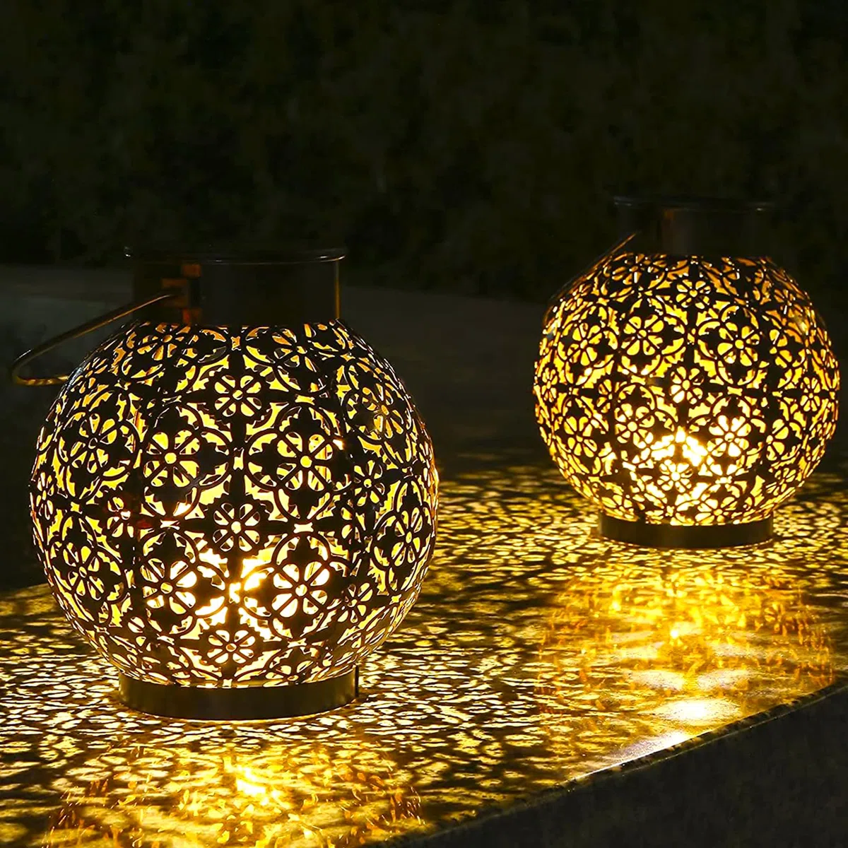 Lanterne da Esterno, 2 Pezzi Lanterna Solare da Esterno, IP55 Impermeabile LED Lanterne Solari da Giardino, Decorazioni Giardino per Giardino Terrazza Balcone Festa Decorazione