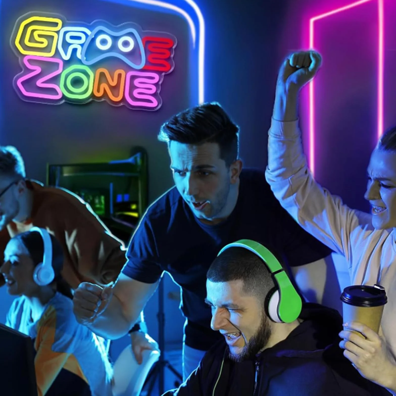 BAIFULAI Gaming Zone Insegna al Neon, LED Gaming al Neon Colorato, Luce al Neon USB Letter Game per Decorazione da Parete, Insegna al Neon per Zona Gaming, Grotta dell'Uomo, Regali Insegna LED per