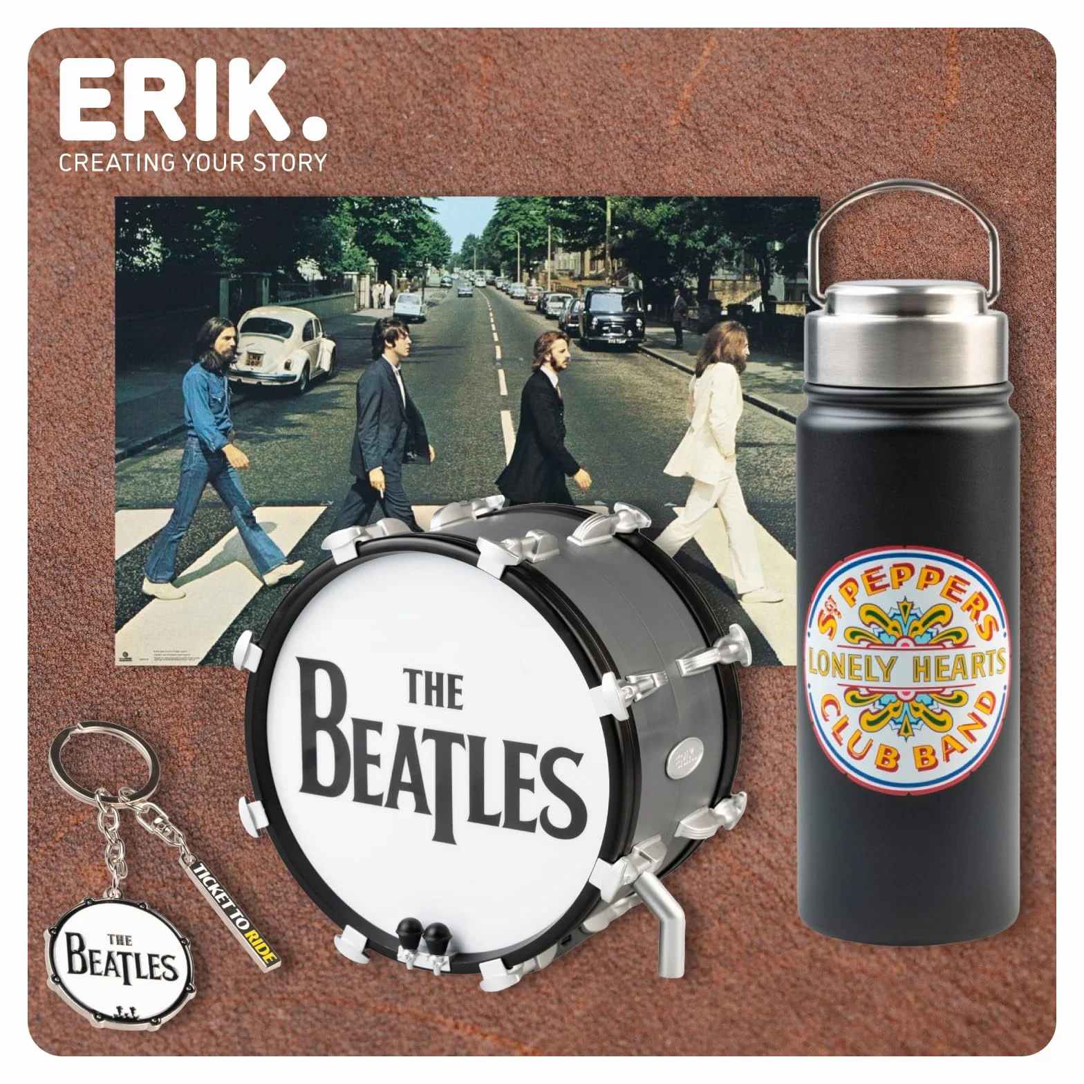 Grupo Erik Lampada The Beatles - Lampada da Scrivania e Comodino con Luce LED Fredda, Luce Notturna The beatles Musica | Cavo USB o Pile AAA (14,2 x 16,5 x 14 cm)