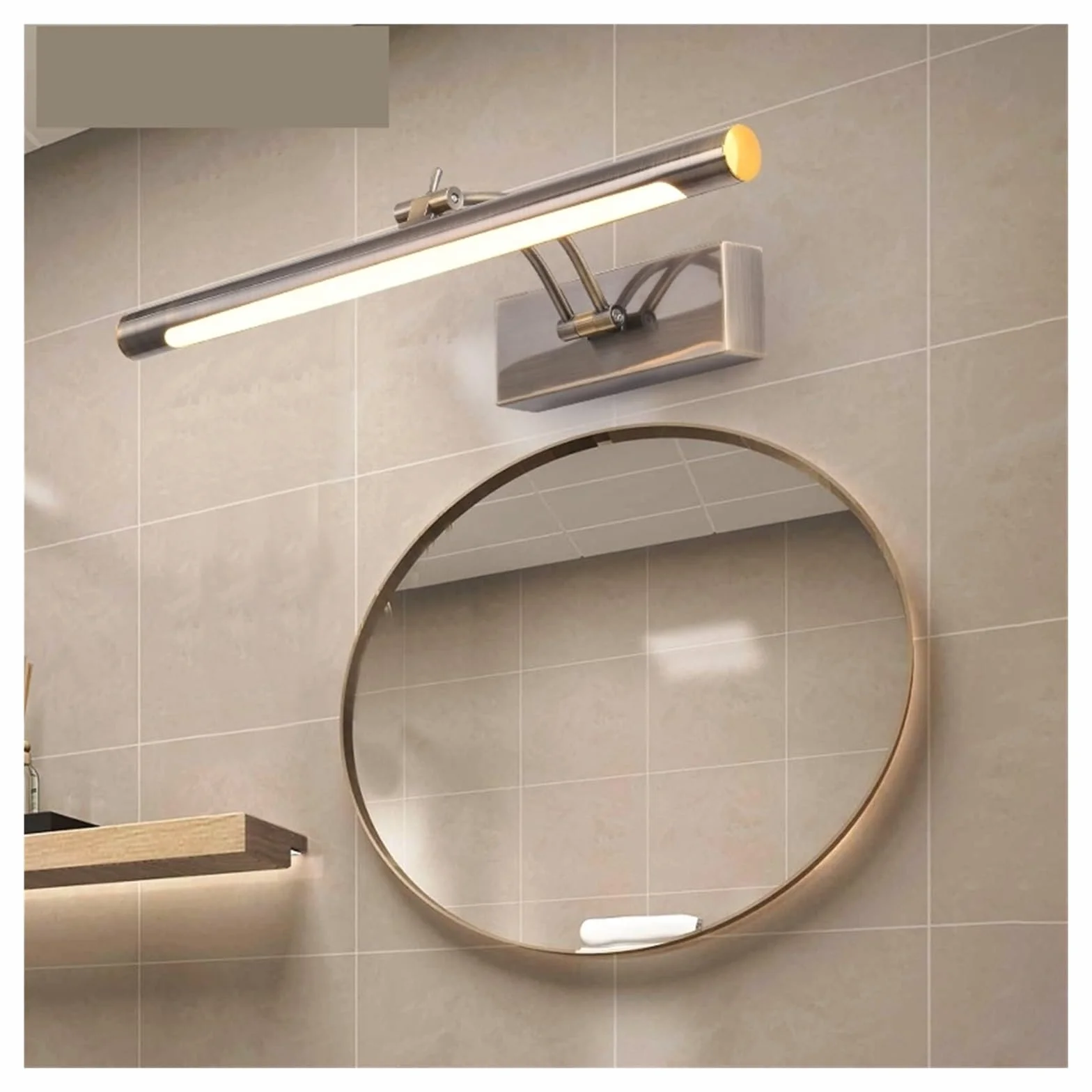 Luci per quadri da parete Lampada da parete moderna for bagno a LED, acciaio inossidabile impermeabile L40 / 55 / 70CM, applique for specchio da interno con interruttore(GOLDEN,9W 40CM)