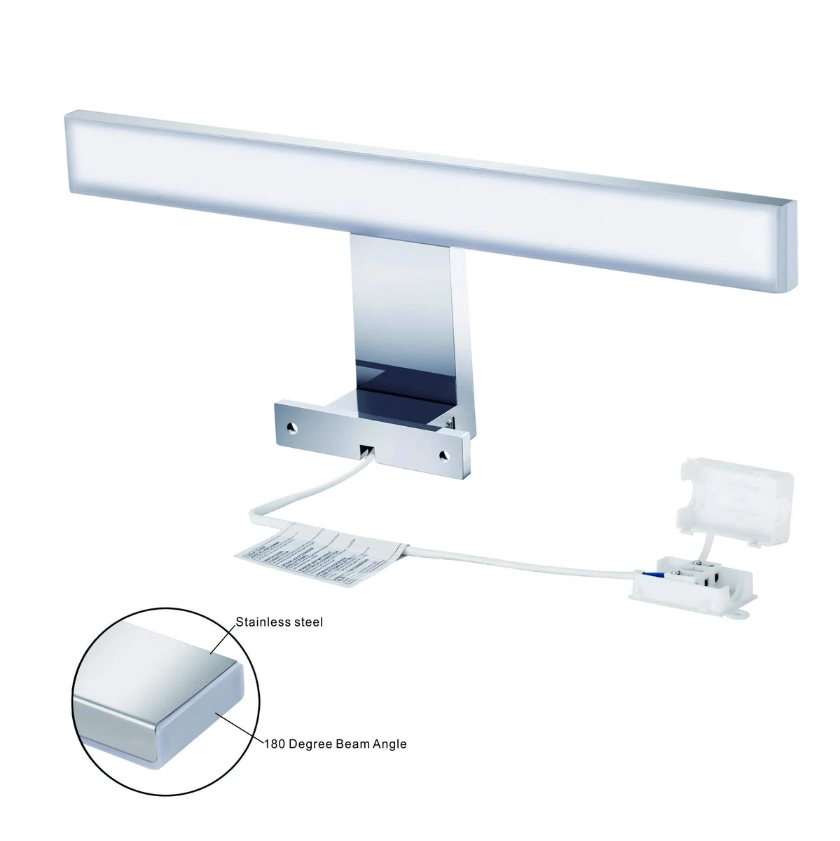 Aourow Lampada Specchio a LED/Lampada Specchio Bagno 10W 820lm 40cm Bianco Neutro 4000K,IP44 230V,Lampada LED Armadio in Acciaio al Nichel-Cromo,Lunghezza Prodotto:400mm