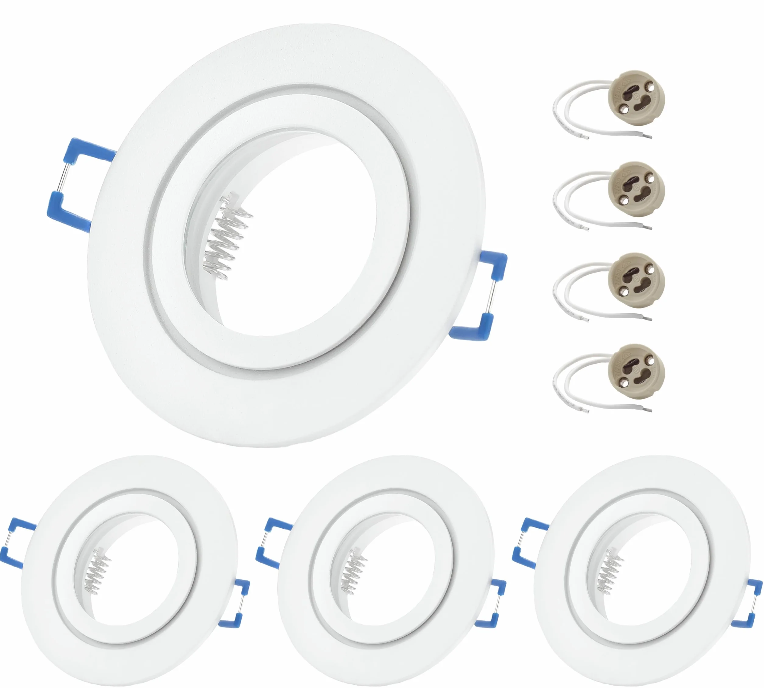 Sweet Led 4x Cornice da incasso incl. portalampada GU10 - faretti da incasso IP44 per il bagno, faretti LED da incasso rotondi in alluminio - Ø 84mm, bianco
