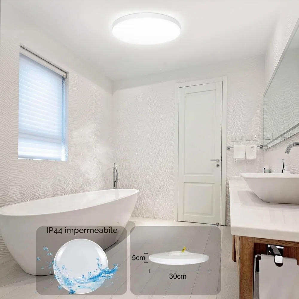 Lampada da Soffitto LED Dimmerabile con Telecomando, 24W RGB Plafoniera LED Colore IP44 Impermeabile, Controllo Intelligente tramite App Alexa Google Home, per Camera, Cucina, Salone, Bagno
