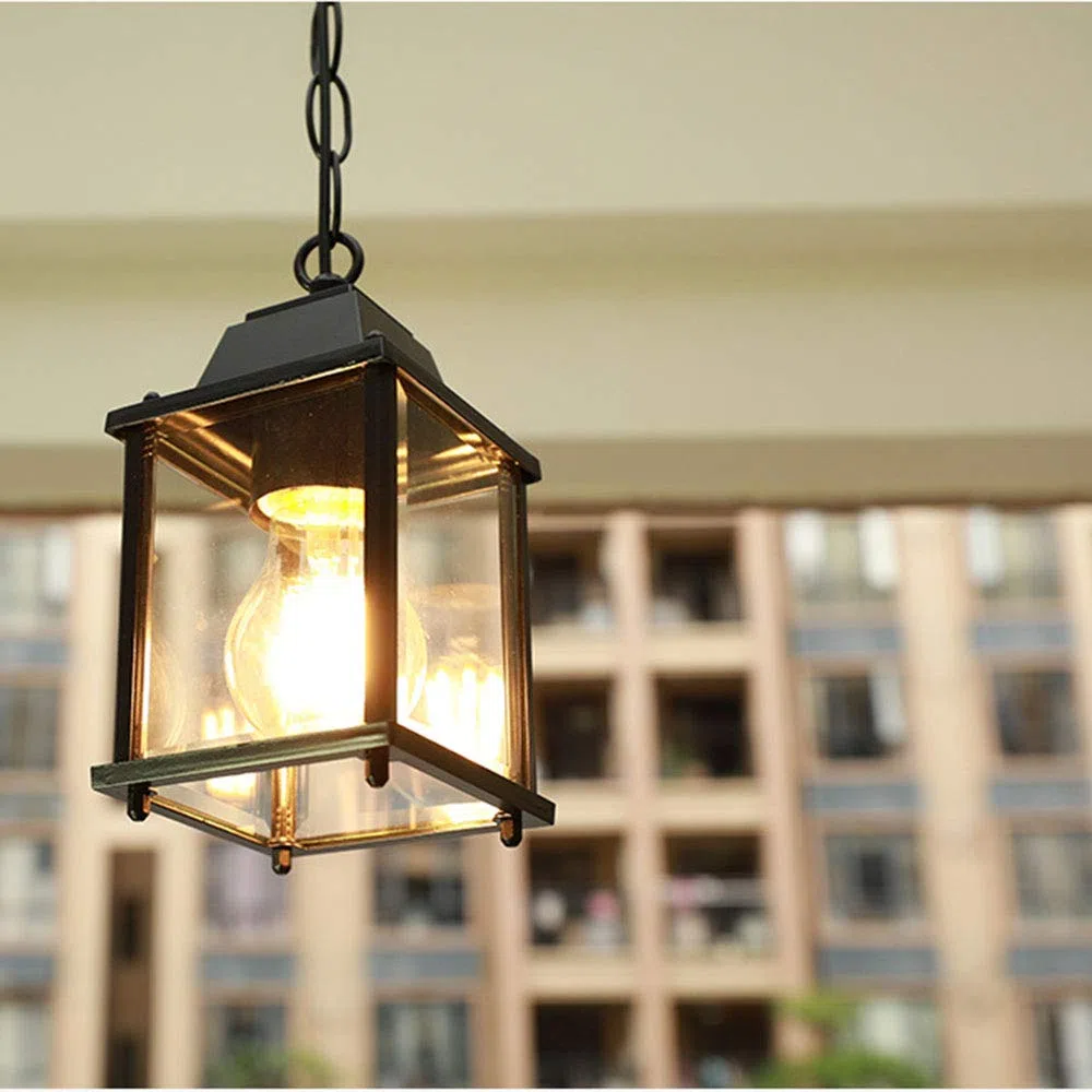 Europea romana all'aperto Villa Giardino impermeabile Lampadario Gazebo Balcone casa Cortile in alluminio E27 Lampada a sospensione a soffitto Creativo regolabile Luce di sospensione del corridoio (A)