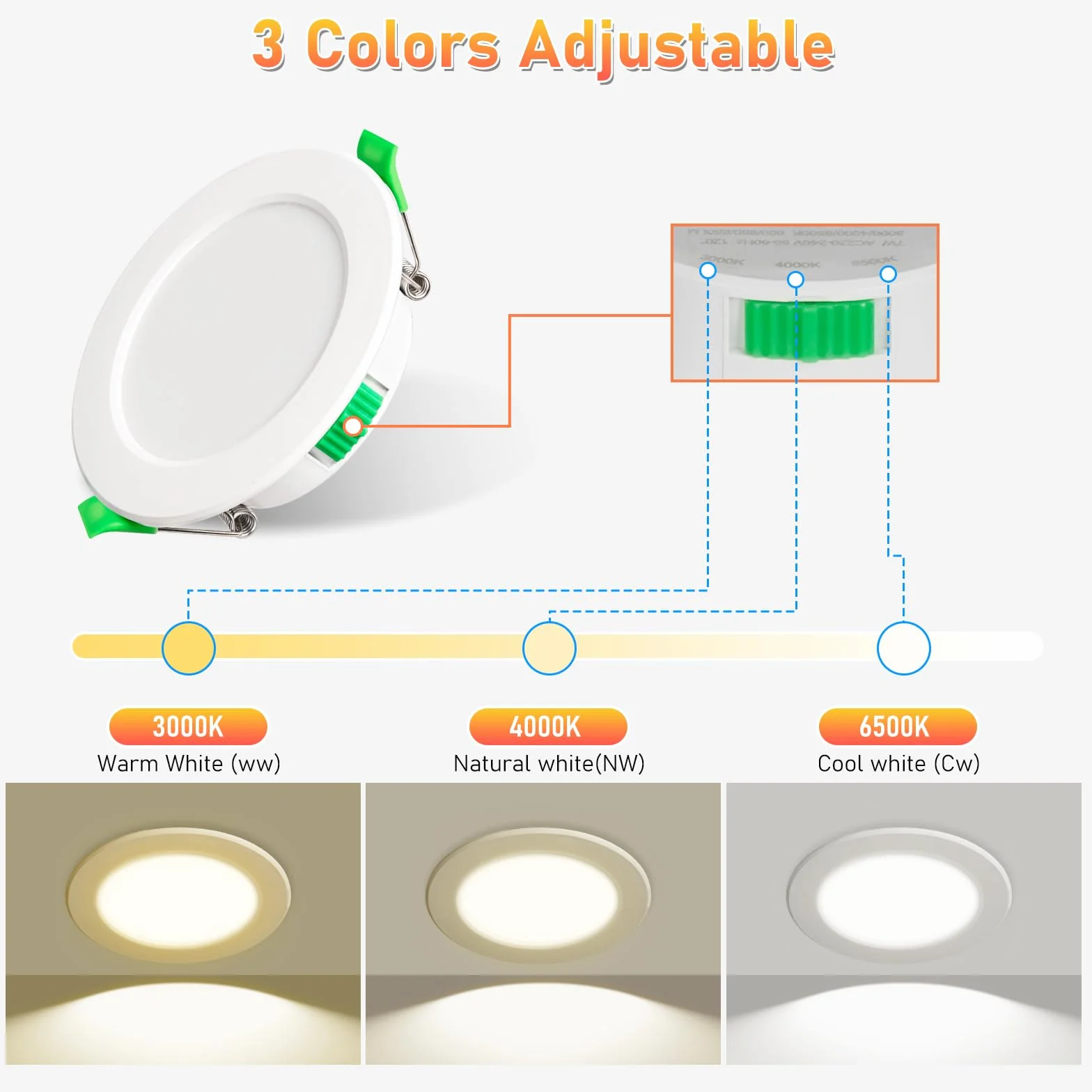 Faretti LED da Incasso per Cartongesso 230V 7W Faretti LED Soffitto IP44 Faretto da Incasso Luci da Soffitto Interno Bianco Caldo 3000K Bianco Neutro 4000K Bianco Freddo 6500K Foro Ø67-75mm Set di 6