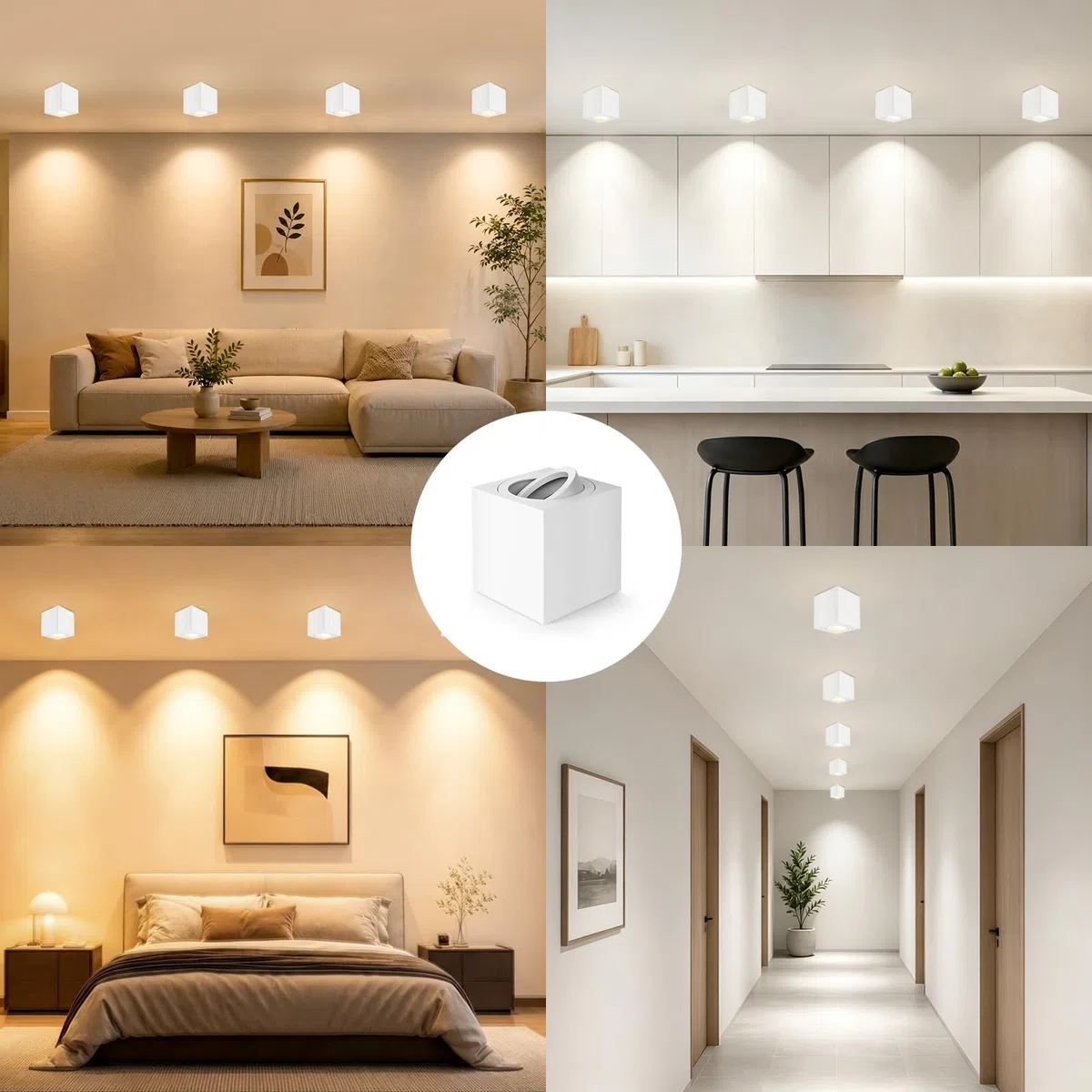 GeyouLux Faretti GU10 da Soffitto Bianco, 80x84mm Faretti da Superficie Quadrati, Orientabili 30°, Plafoniera 230V con Attacco GU10, Spot in Alluminio, Senza Lampadine, 2 Pezzi