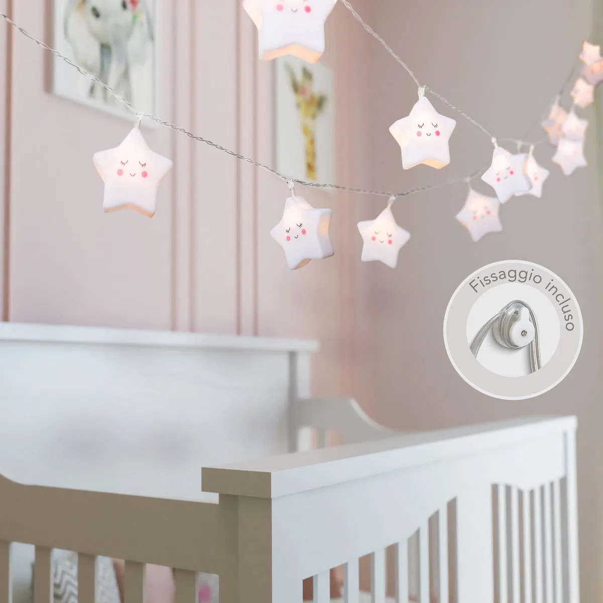 CozyHome Lucine led decorative stella per bambini - 6 metri & 20 LED in bianco caldo I Con spina I Per interni I Filo led decorative Fairy lights Lucette decorazioni Luci natale interno Luminose