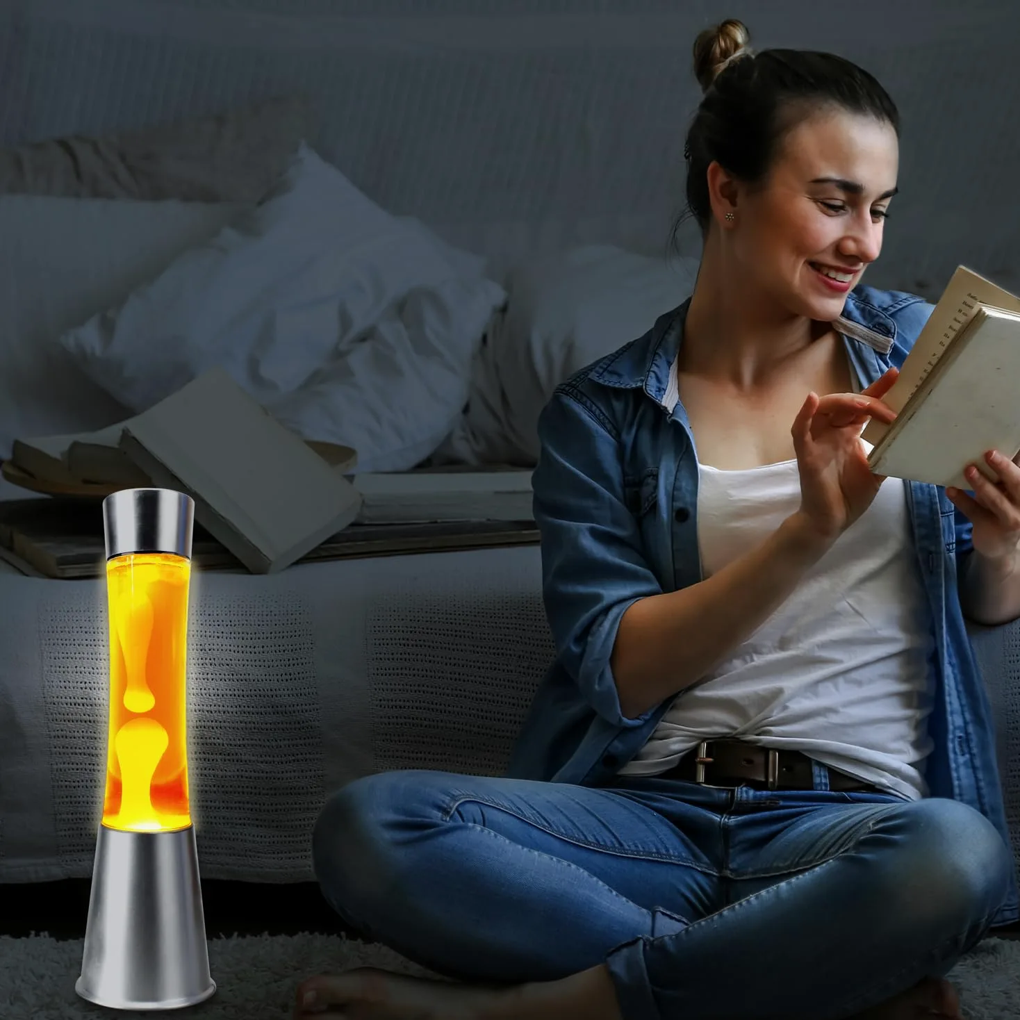 Lampada Lava Giallo - Lava Lamp | Lavalamp | Lampada Da Scrivania 38 Cm | Abat Jour Da Comodino | Lampade Da Comodino | Decorazioni Casa | Lampade Notturna Per Bambini | Regali Originali