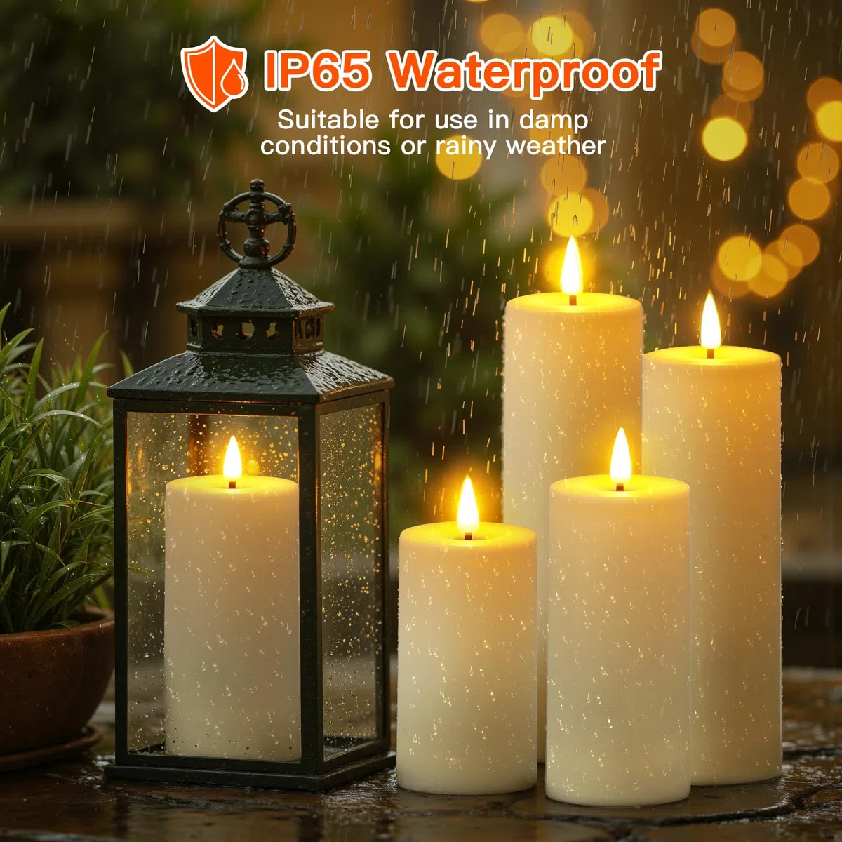 Ketom 8 Pezzi Candele LED Fiamma Oscillante, Candele Finte a Batteria con Telecomando e Timer, Avorio Pilastro Impermeabile Luci Senza Fiamma, D5,5cm, Altezza 13/15/17/20cm, Pile Non Incluse