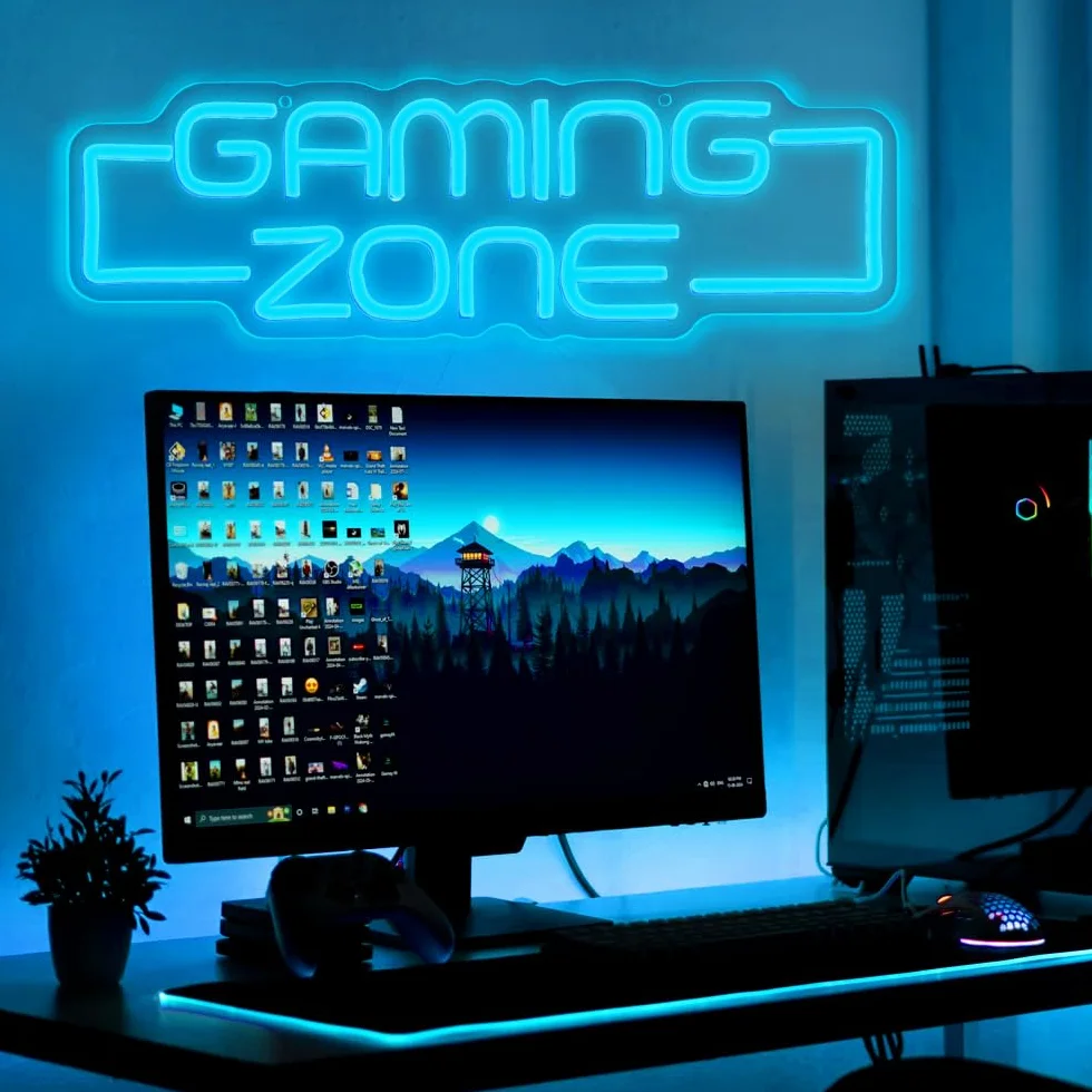 Gaming Zone Segno Neon, Sala Giochi Segno Neon per gli Adolescenti decorazione della sala giochi,Gaming Light Led per Gamer Regali Ragazzi, Bambini