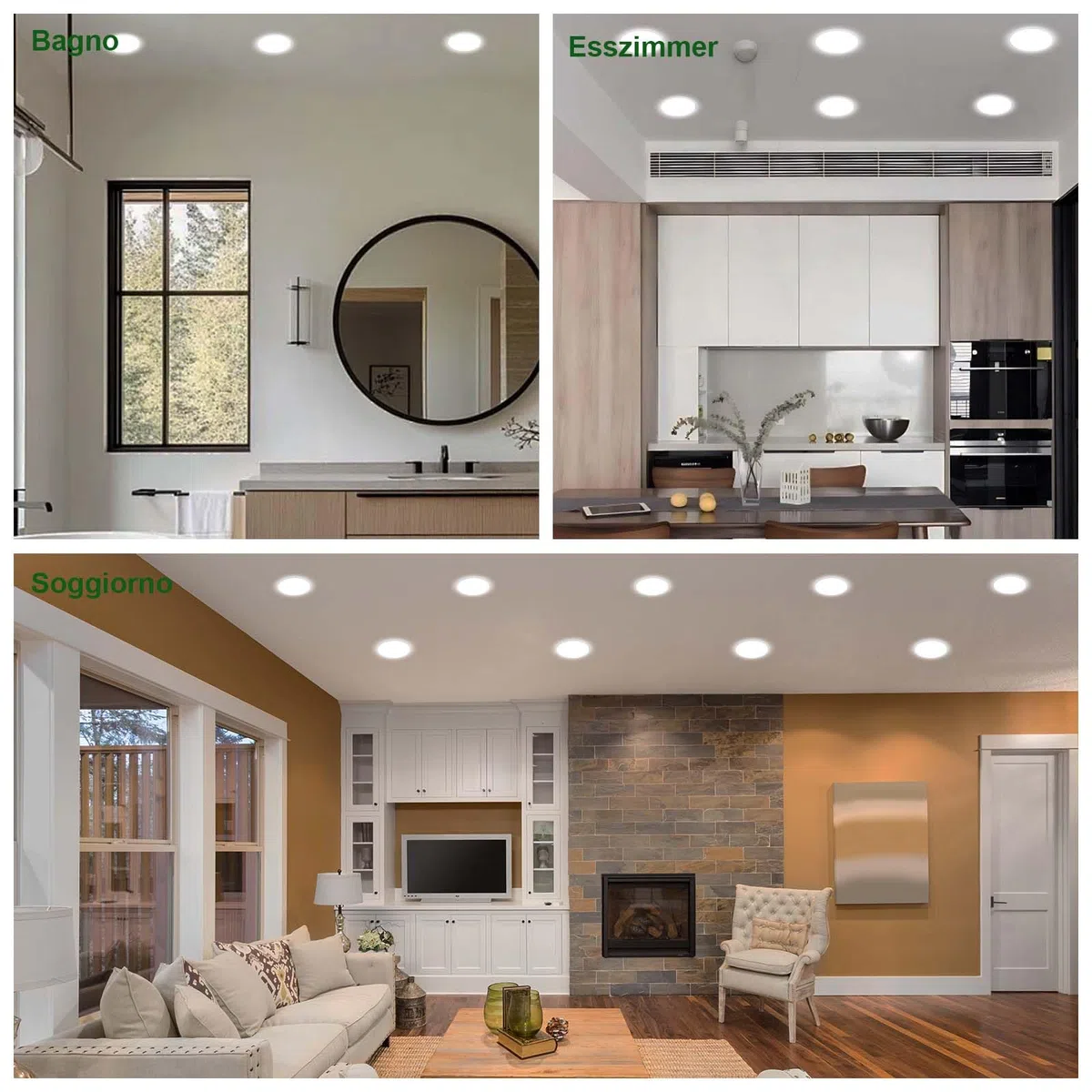 Faretti LED Soffitto 230V, 7W Dimmerabile Faretto LED Interno per 68mm - 78mm Diametro Foro, 3000K/4000K/6500K Regolabile, IP44 Faretti LED da Incasso per Cartongesso, Cucina, Bagno, Set of 6