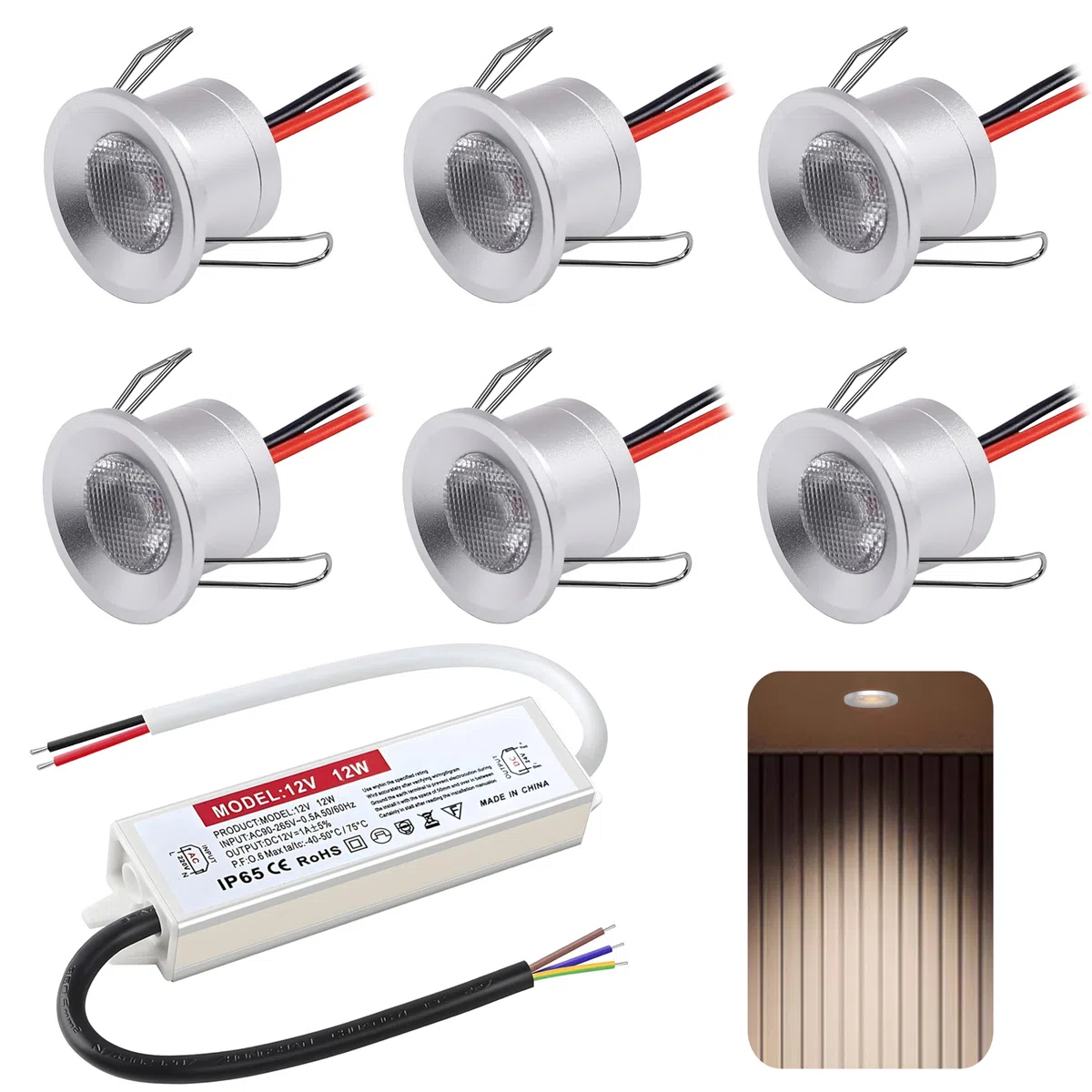 Set di 6 Faretti Led da Incasso per Cartongesso,2W Mini Faretti Led Soffitto,IP65 12V Faretto LED Ultrasottili 19mm,foro 25-28mm,faretti led Per Luci Cucina Bagno (Argento Bianco Neutro 4000K)