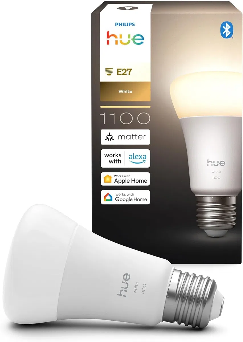Philips Hue LED A60 (Confezione da 1), Lampadine smart con luce bianca calda E27, Luci smart da 9,5 W e 1.110 lumen, Lampadine intelligenti compatibili con Alexa, Google Assistant e Apple Home