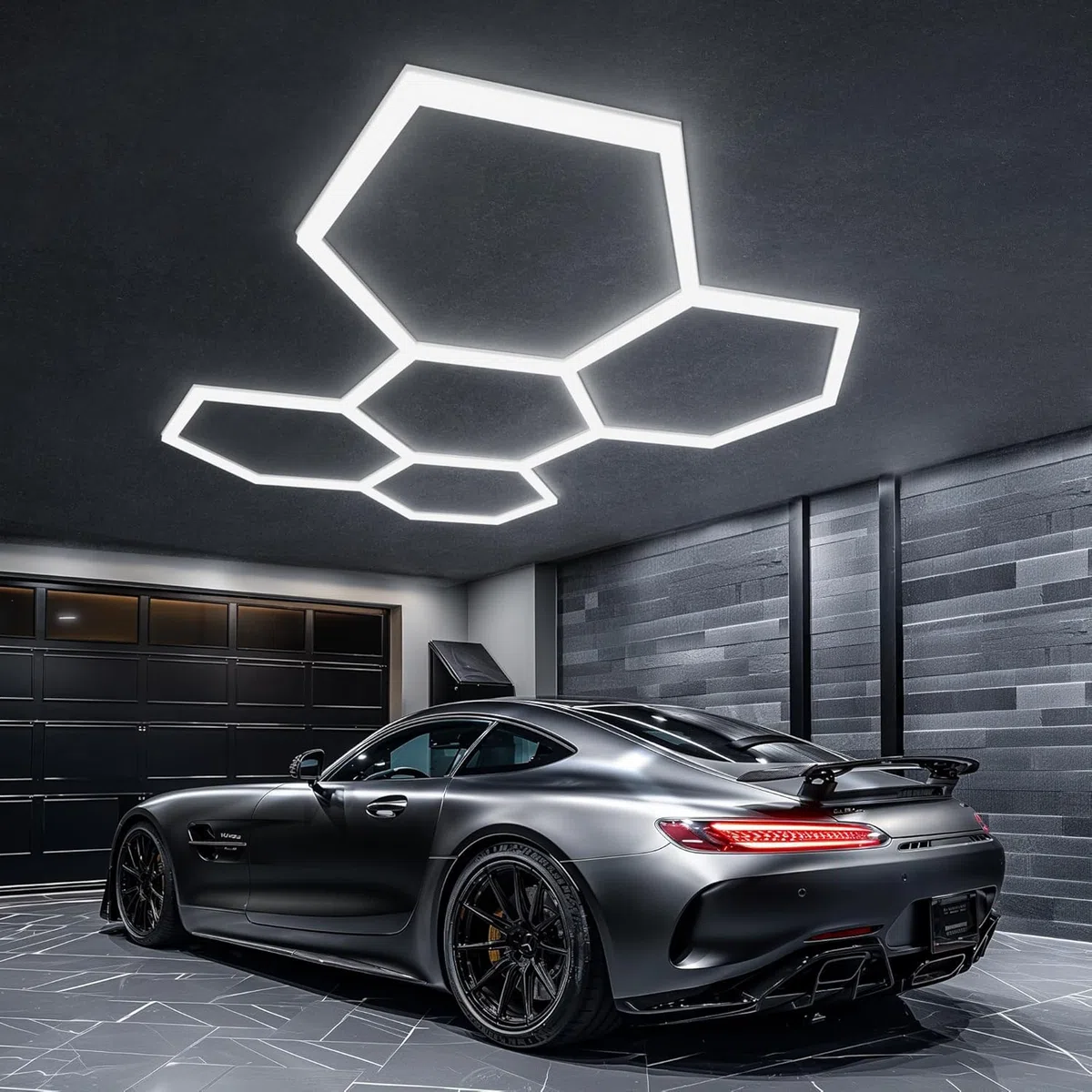 Lampada da garage a LED esagonale, confezione da 25 luci a LED esagonali da 200 W 30000LM 6500K per garage, cantina, magazzino, salone di bellezza per auto, negozio di dettagli per auto, ecc