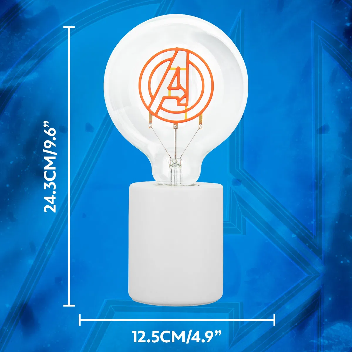 Paladone, Lampada con lampadina neon a LED decorativa Marvel Avengers, con lampadina in vetro E27, regalo supereroi, con licenza ufficiale, luce divertente per camere da letto e case