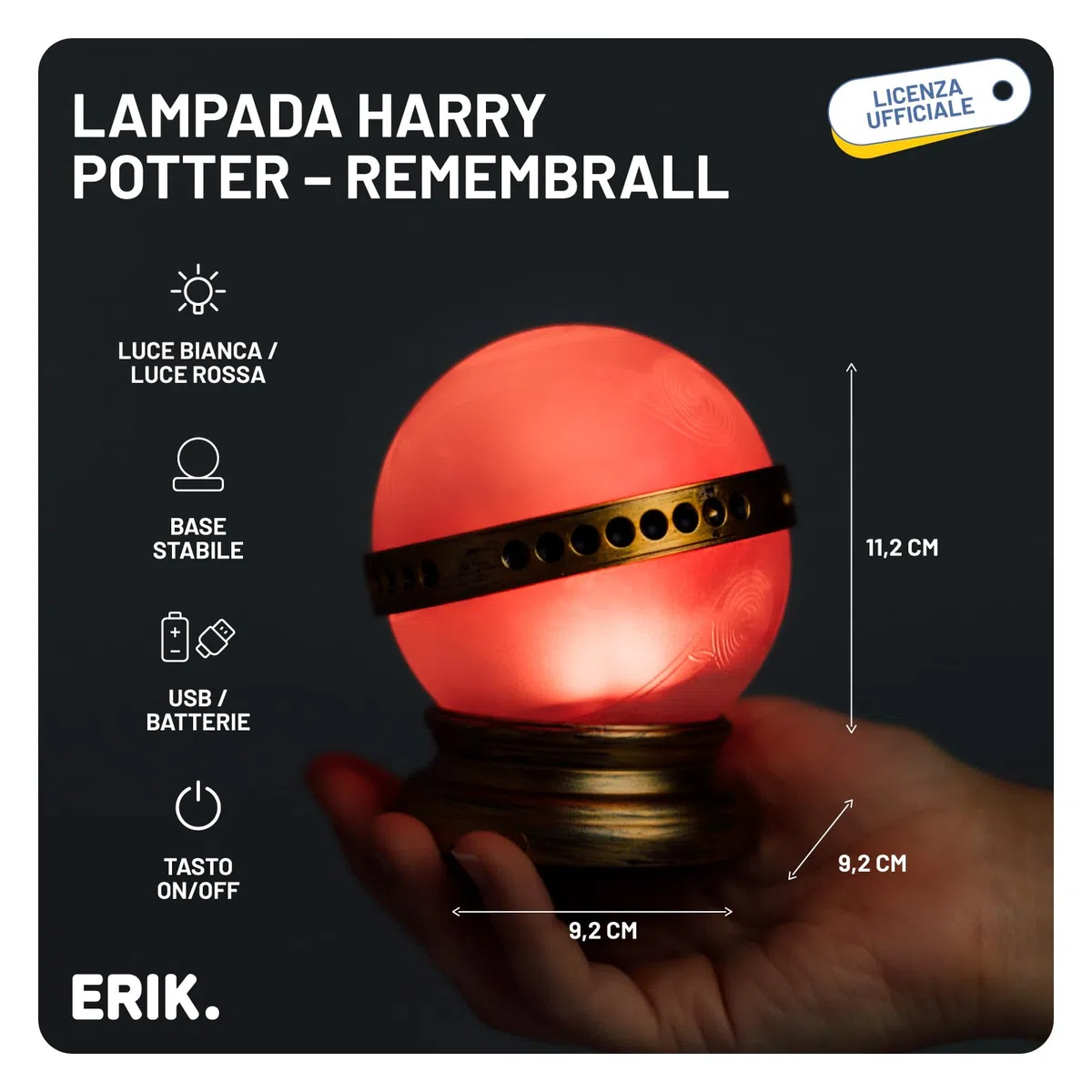 Lampada Harry Potter Remembrall - Lampada decorativa ispirata alla Pietra Filosofale - Gadget Harry Potter per fan