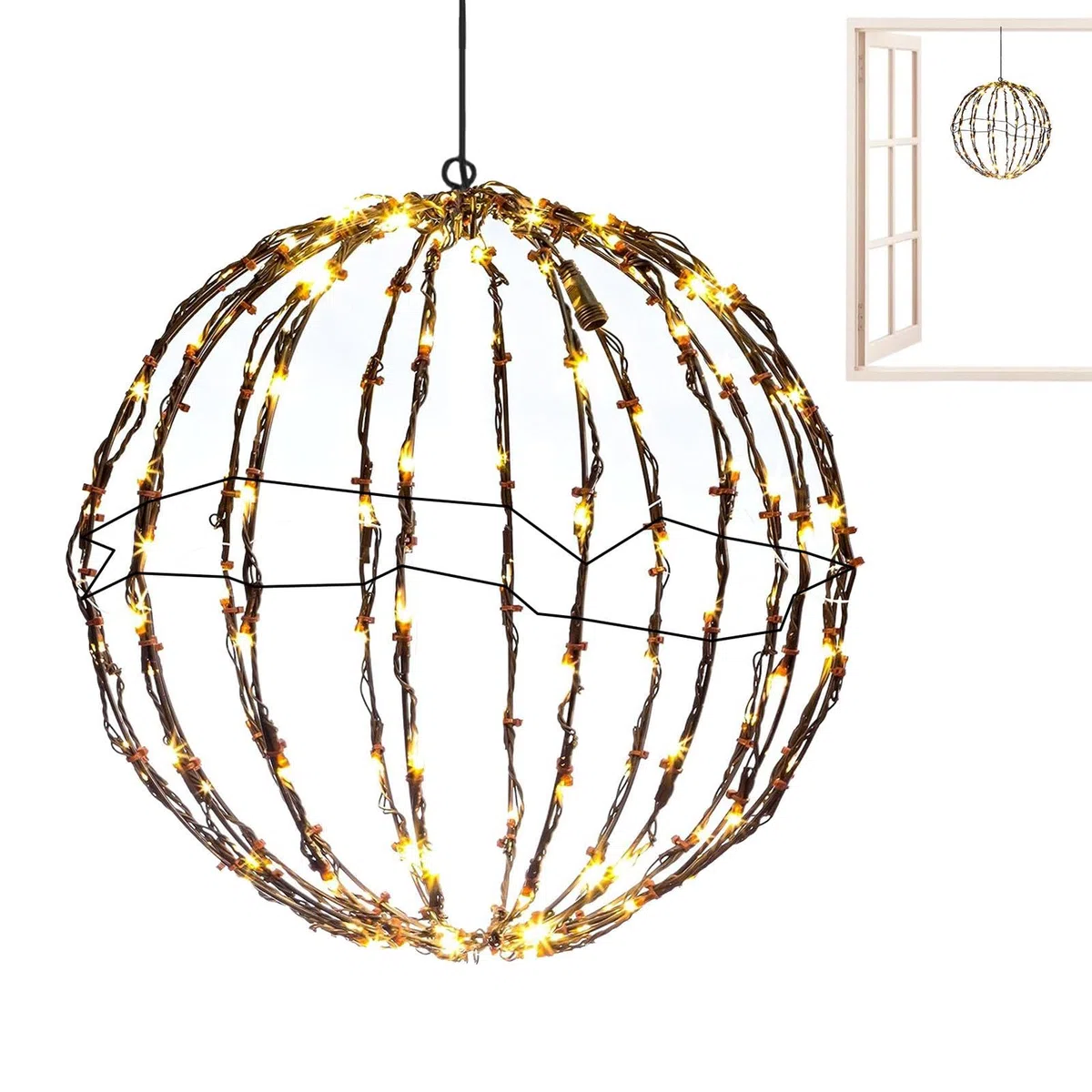 Generico luminosa a LED, illuminata di Natale,Luci sferiche a LED di Natale - Luci per alberi da festival, luci da esterno appese per matrimoni, patio, alberi, giardino