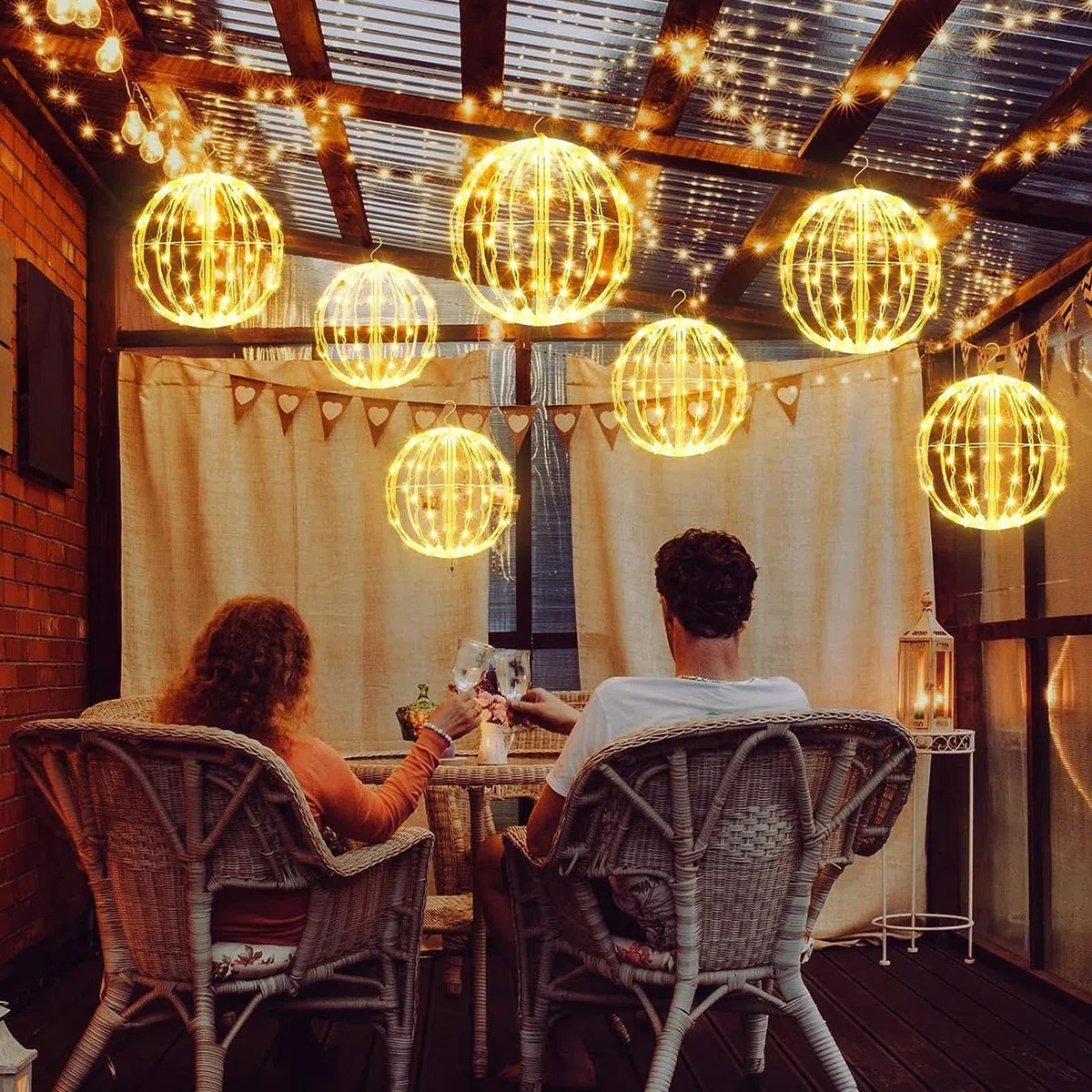 Generico luminosa a LED, illuminata di Natale,Luci sferiche a LED di Natale - Luci per alberi da festival, luci da esterno appese per matrimoni, patio, alberi, giardino