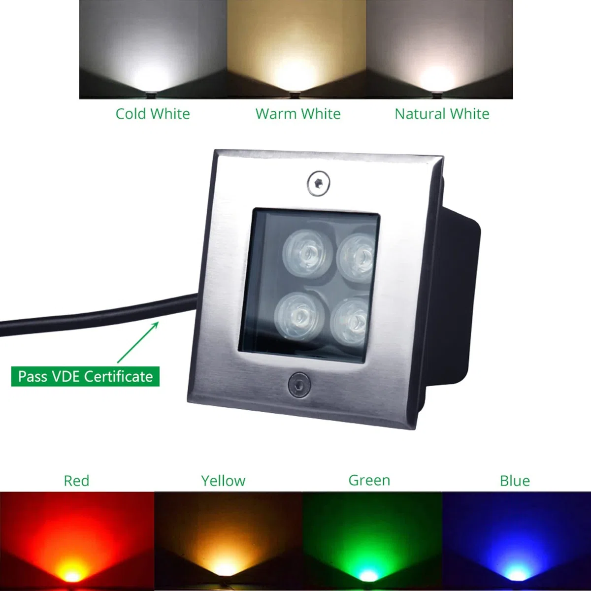 Faretti da Incasso A Pavimento Quadrato 4W Faretto Calpestabile LED Vetro Temperato Elevata Capacità di Carico IP67 Impermeabile For Esterno, Giardino, Terrazzo, Strada(Bianco caldo,110-220V)
