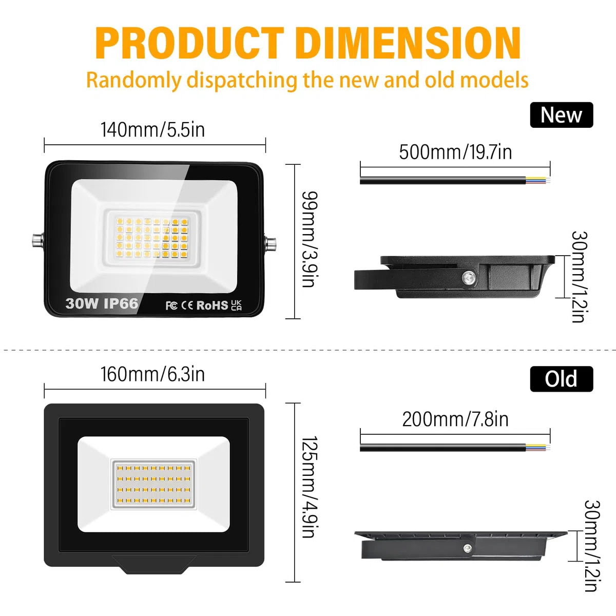 RIGIDON 2x 30W Luci da Esterno, 3000 Lumens Faretto Led, Fari di Sicurezza, Proiettore Led Esterno, Faretti LED Lampada Luce Bianca Naturale 3000K, IP66 Per Giardino Cortile Garage Piazza Officina