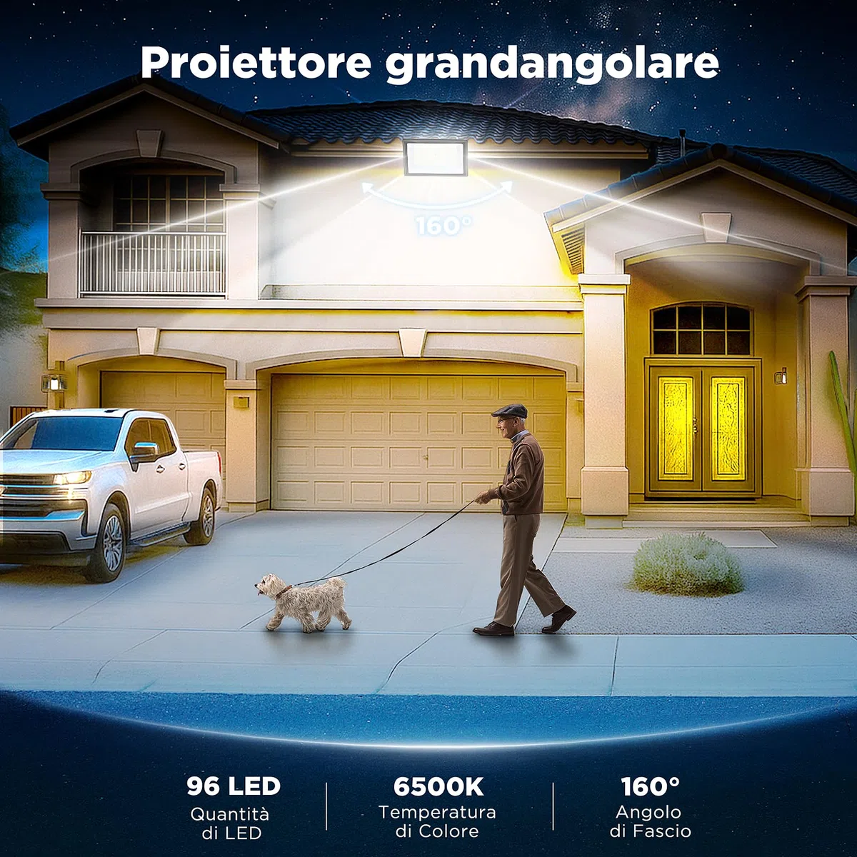 100W Faretti LED Esterno, 11000LM, 6500K, IP66 Impermeabile, Proiettore Bianco Fresco, Riflettore Ultra Luminoso, Ideale Per Cortili, Giardini, Cantieri e Parcheggi (1, 100, Watt)