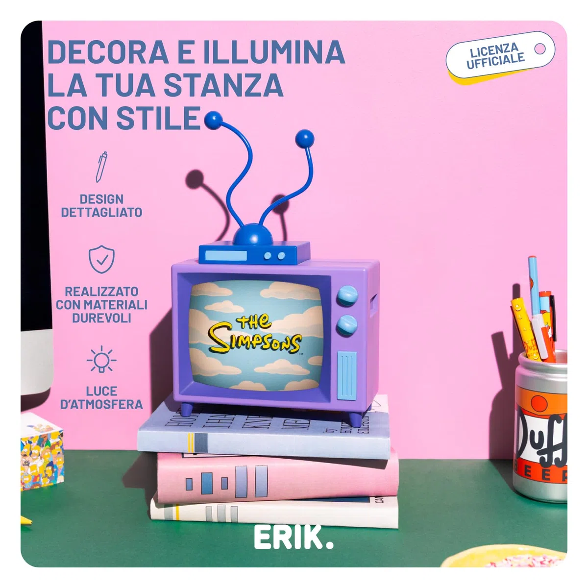 Grupo Erik Lampada The Simpsons - Lampada da Scrivania e Comodino con Luce LED, Luce Notturna Bambini | Cavo USB o Pile AAA (17x25x12 cm)