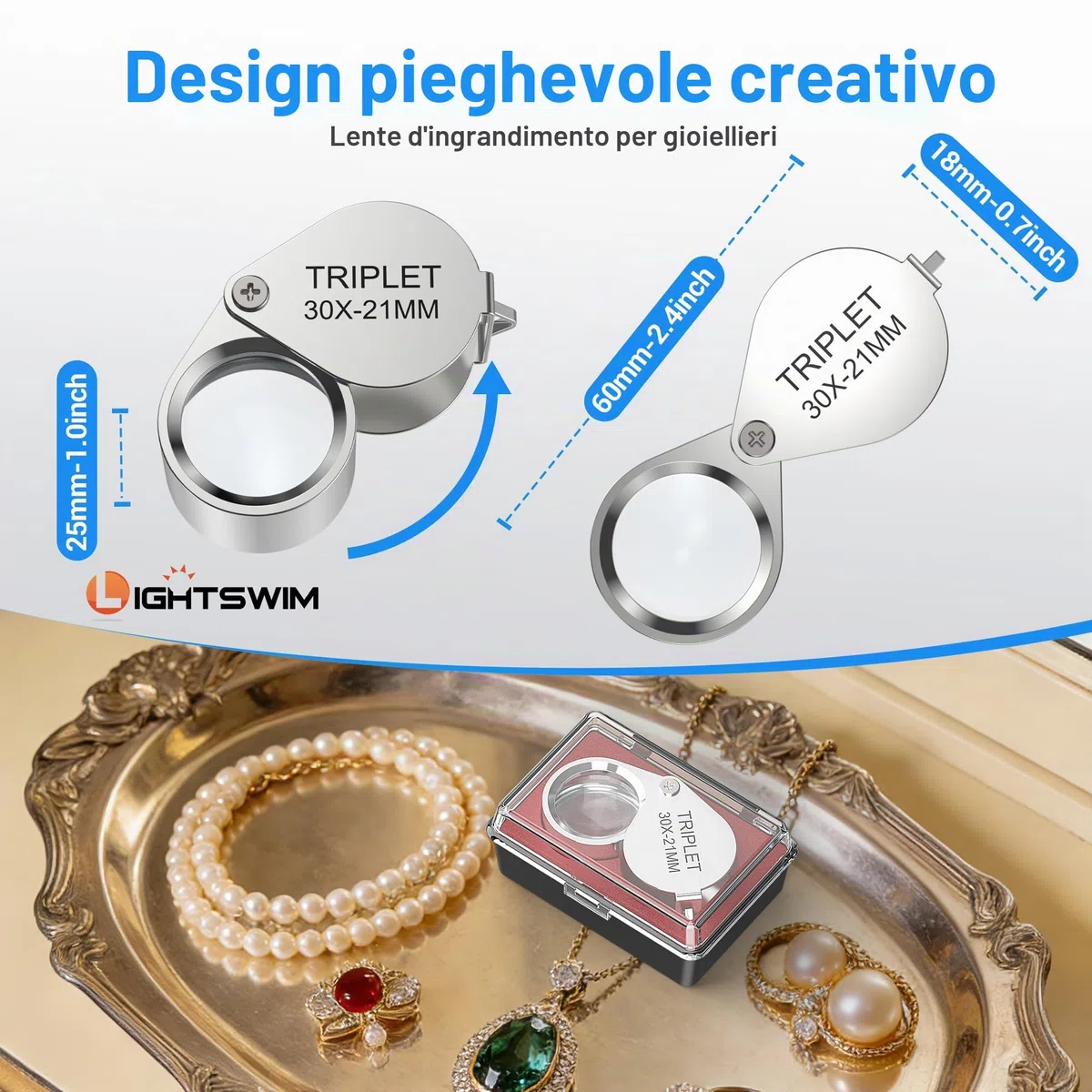 Lampada da scrivania con lente d'ingrandimento a LED 10X con morsetto, lente d'ingrandimento a mani libere con 72 LED, 3 modalità di colore, dimmerabile continuamente, include due lenti di